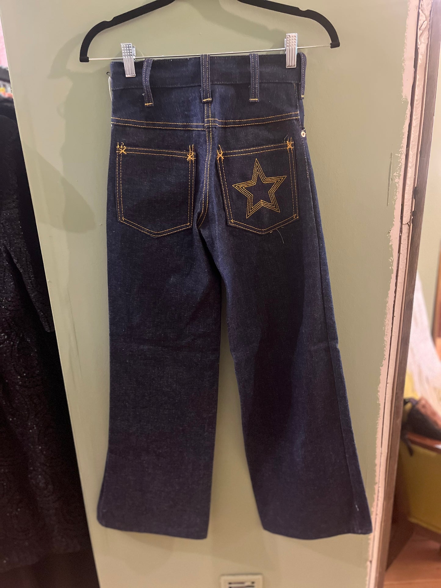 Vintage Pitch Riders dark denim wide leg jeans, xs/26