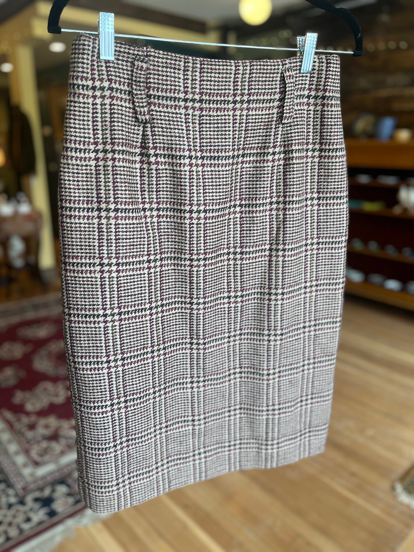 Vintage Wool Plaid Skirt, Small/Medium