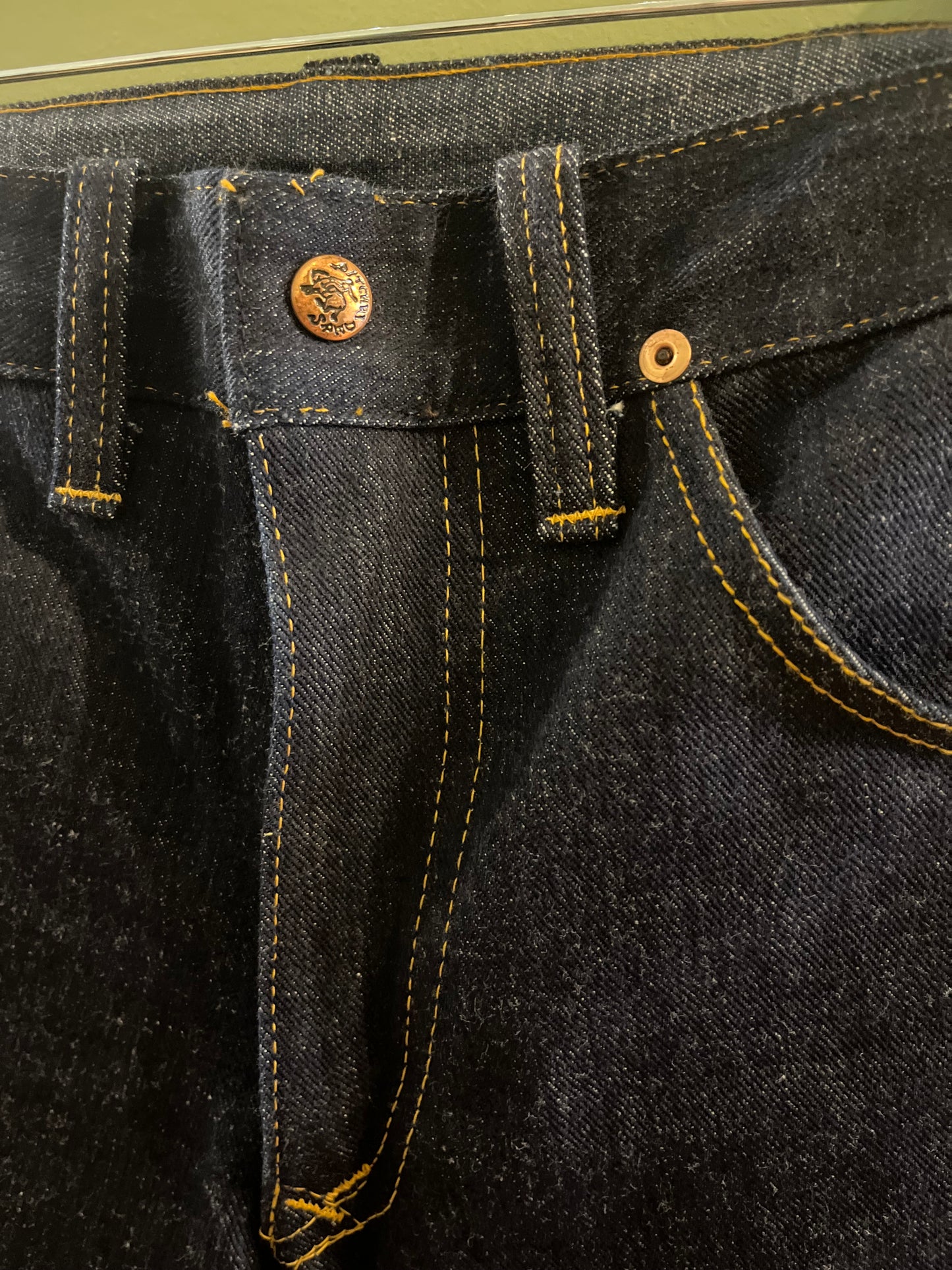 Vintage Pitch Riders dark denim wide leg jeans, xs/26