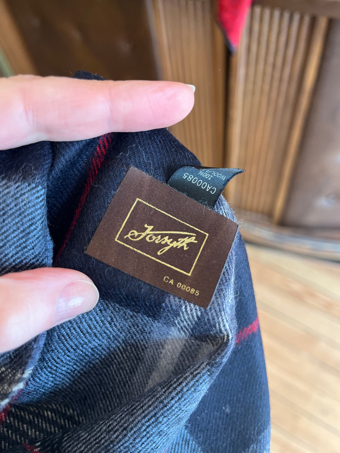 Sale! Vintage Wool Forsyth Blue Tartan Scarf