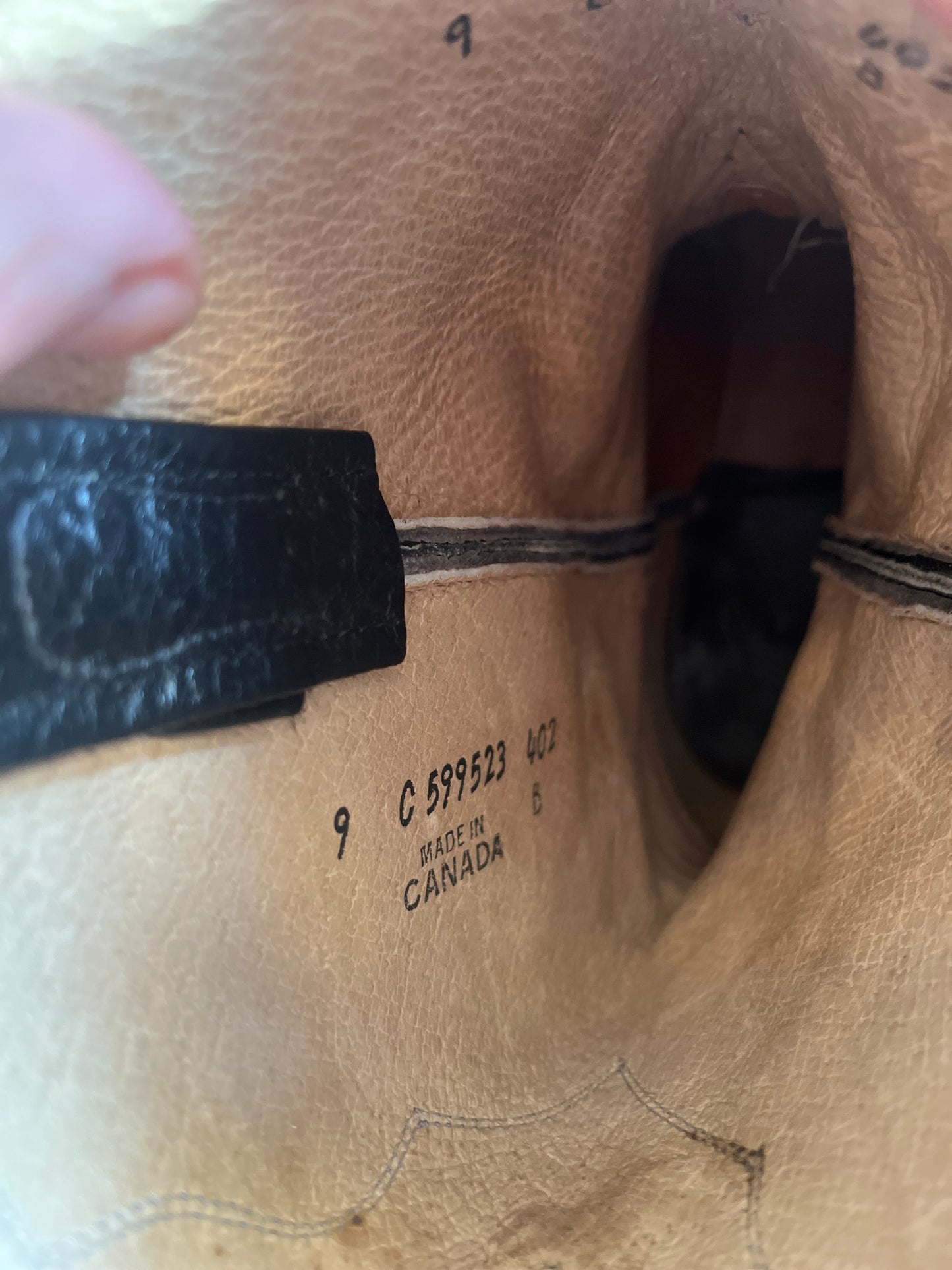 Vintage Black Leather Cowboy Boots, 9