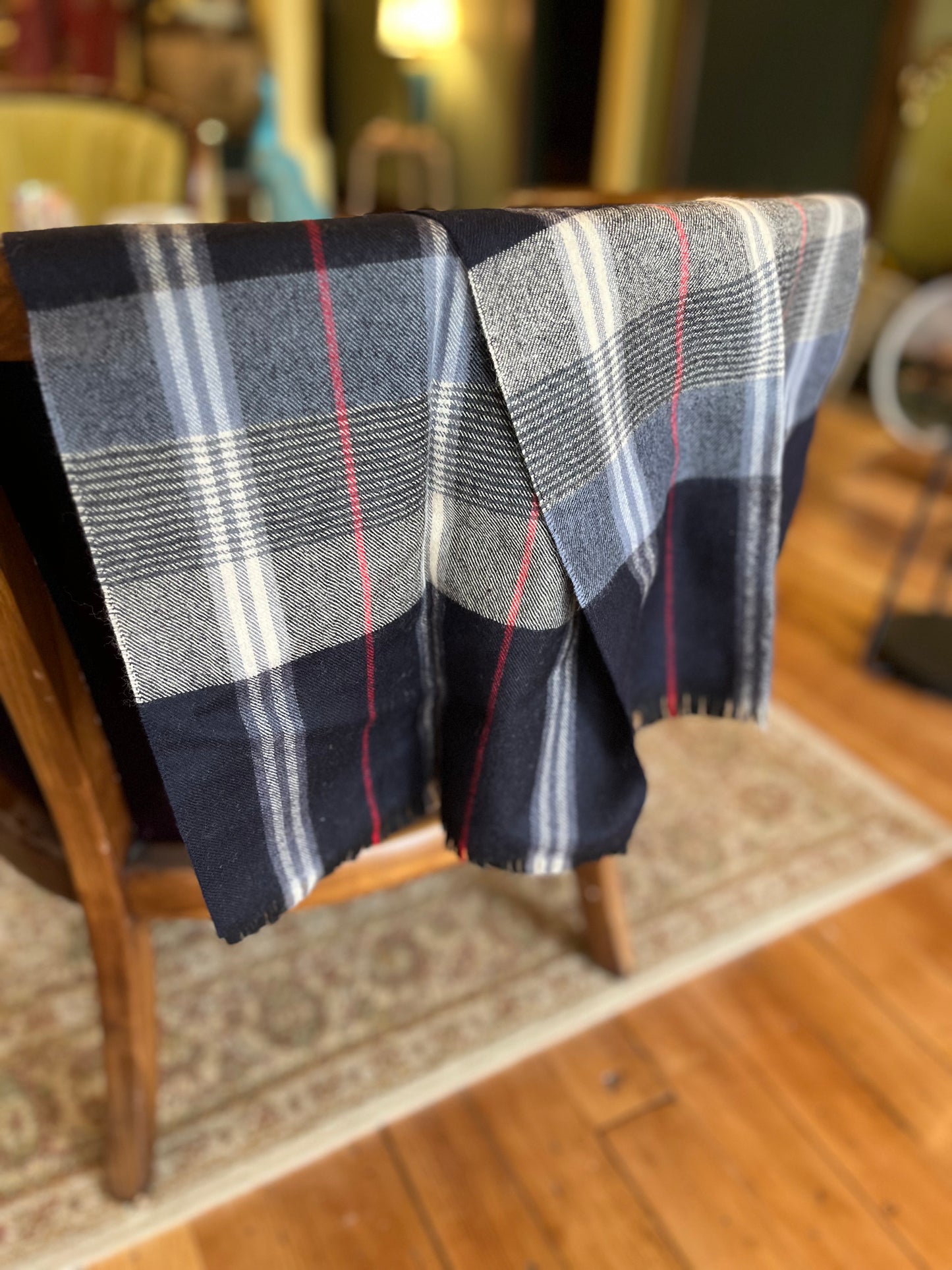 Sale! Vintage Wool Forsyth Blue Tartan Scarf