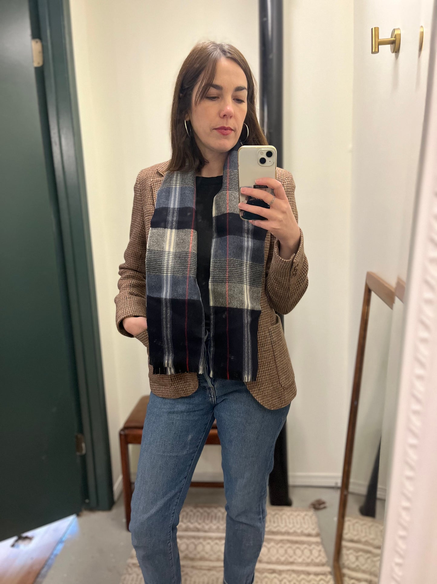 Sale! Vintage Wool Forsyth Blue Tartan Scarf