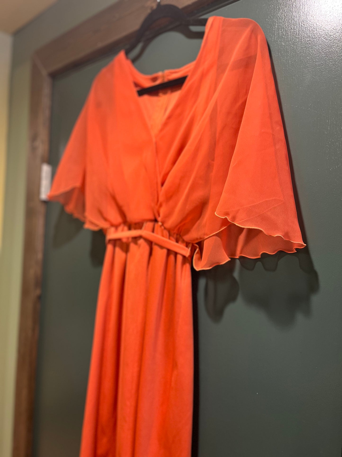 Vintage 1970’s Salmon Pink Gauze Dress, s/xs