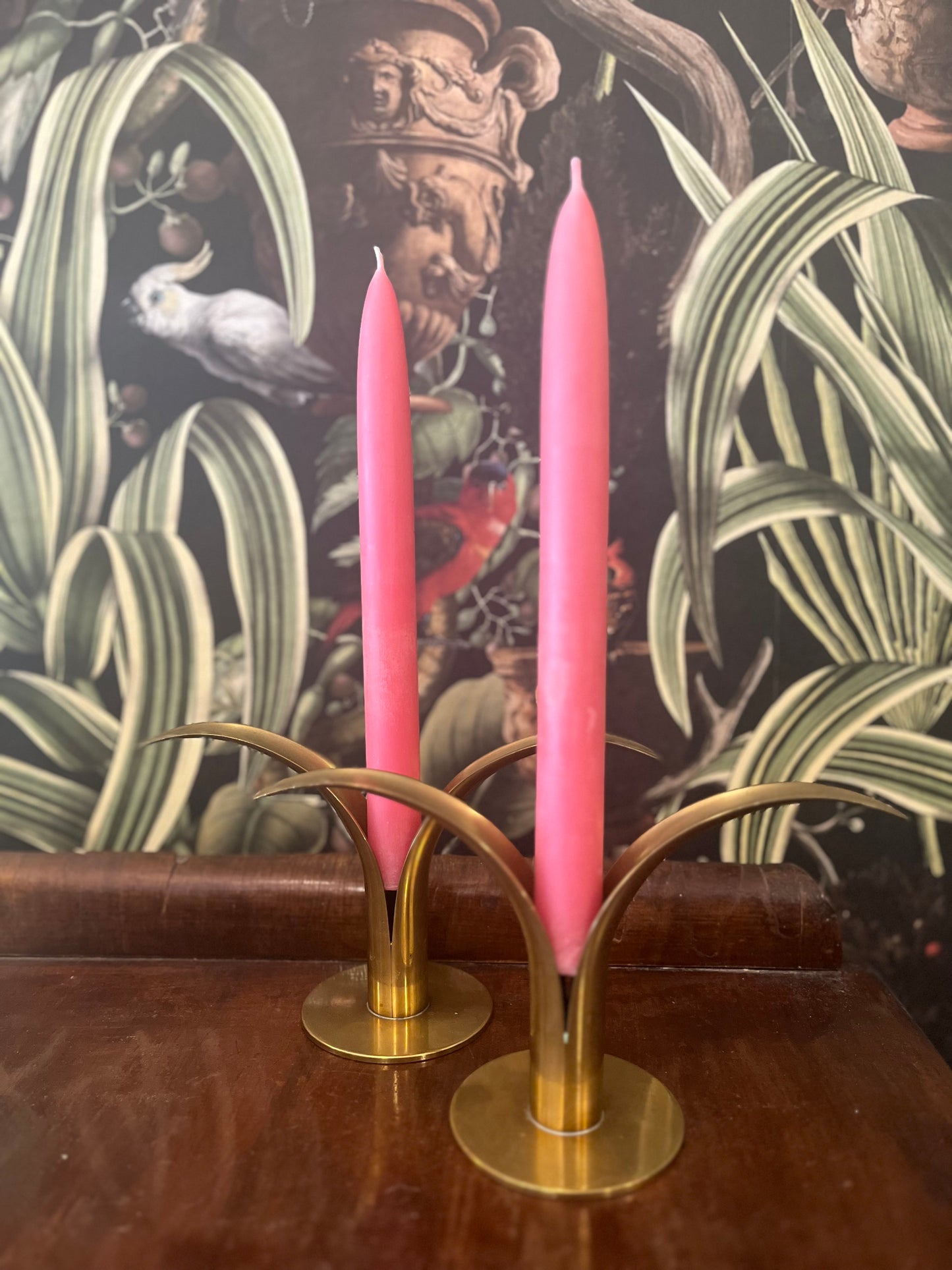 Five of Hearts Beeswax Taper Pair, Pink