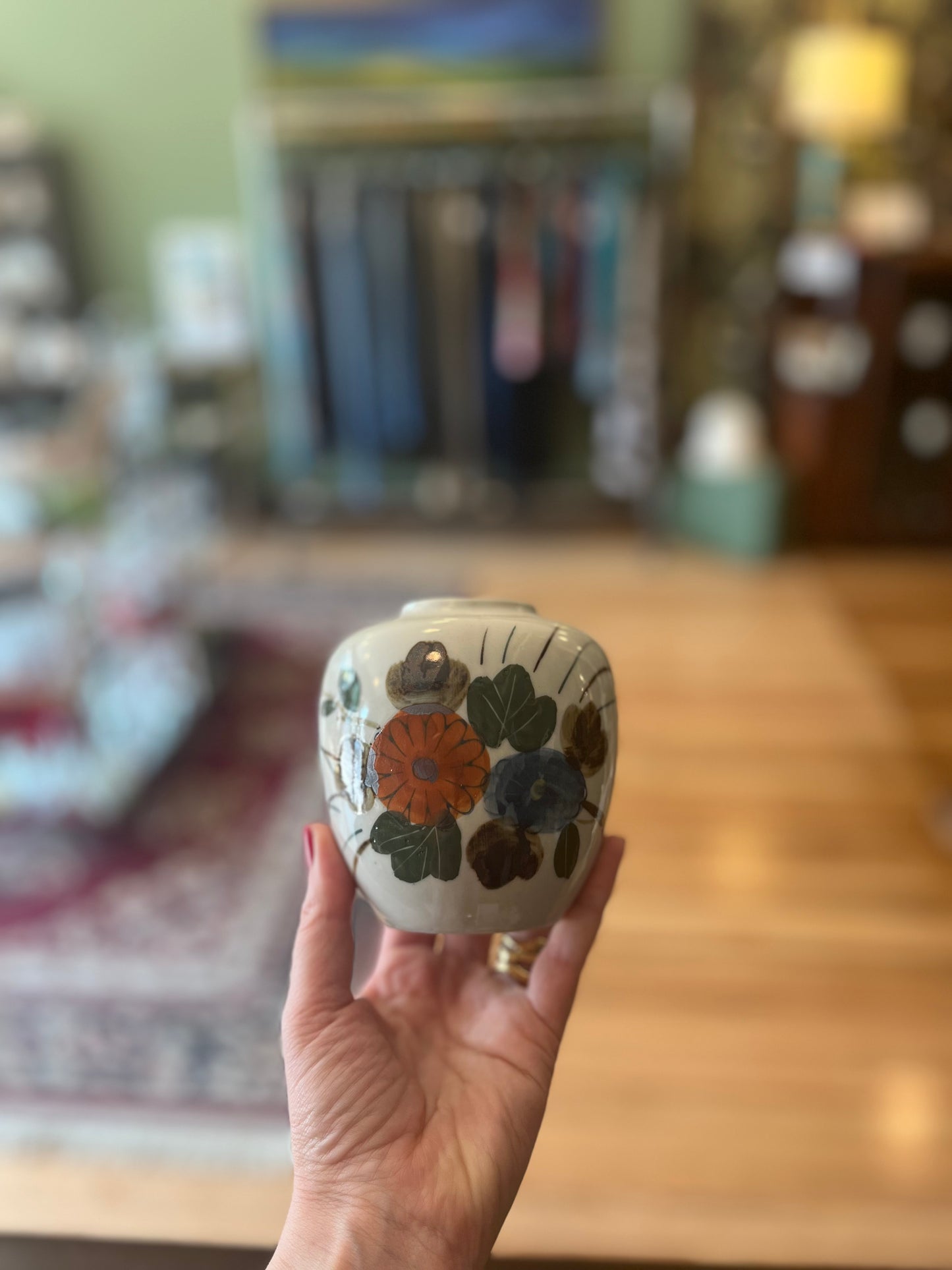 Vintage ceramic ginger jar. Made in Japan.