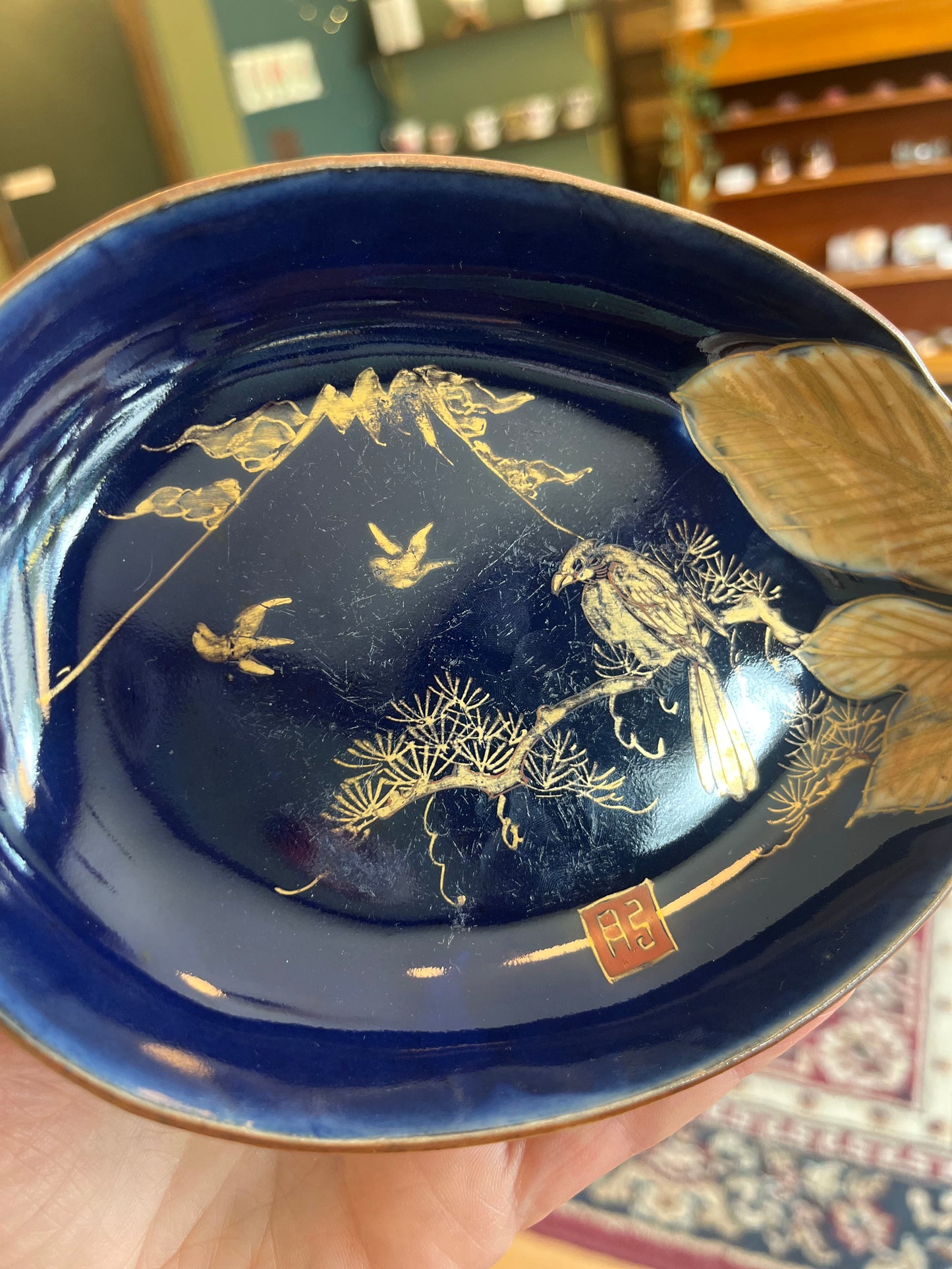 Cobalt Bird Dish, Made in Japan, Mid-Late 1800’s