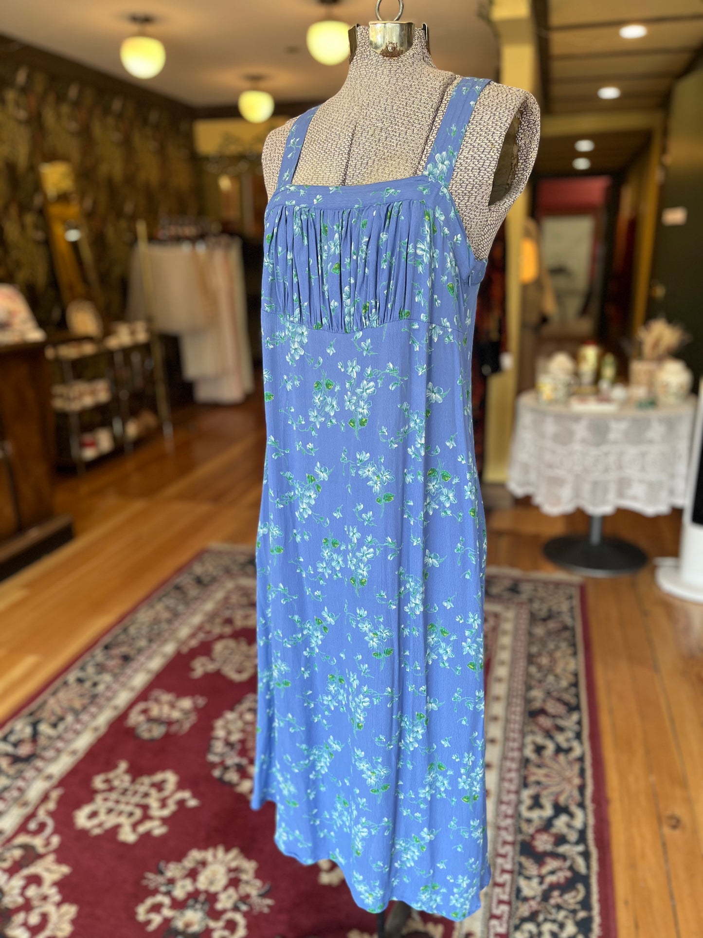 Vintage April Cornell periwinkle sleeveless dress, xs/s