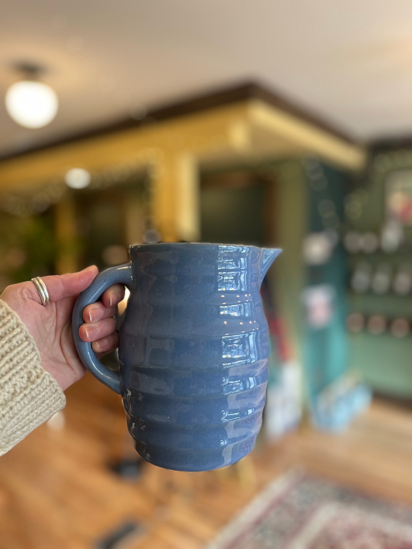 Vintage Cornflower Blue Medalta Pottery Jug