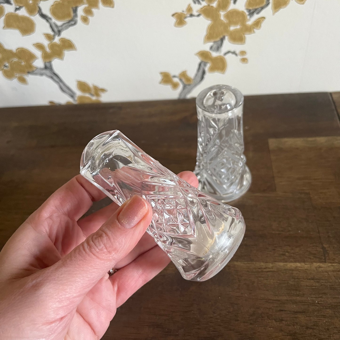 Sale - Vintage Cut Crystal Salt & Pepper Shakers