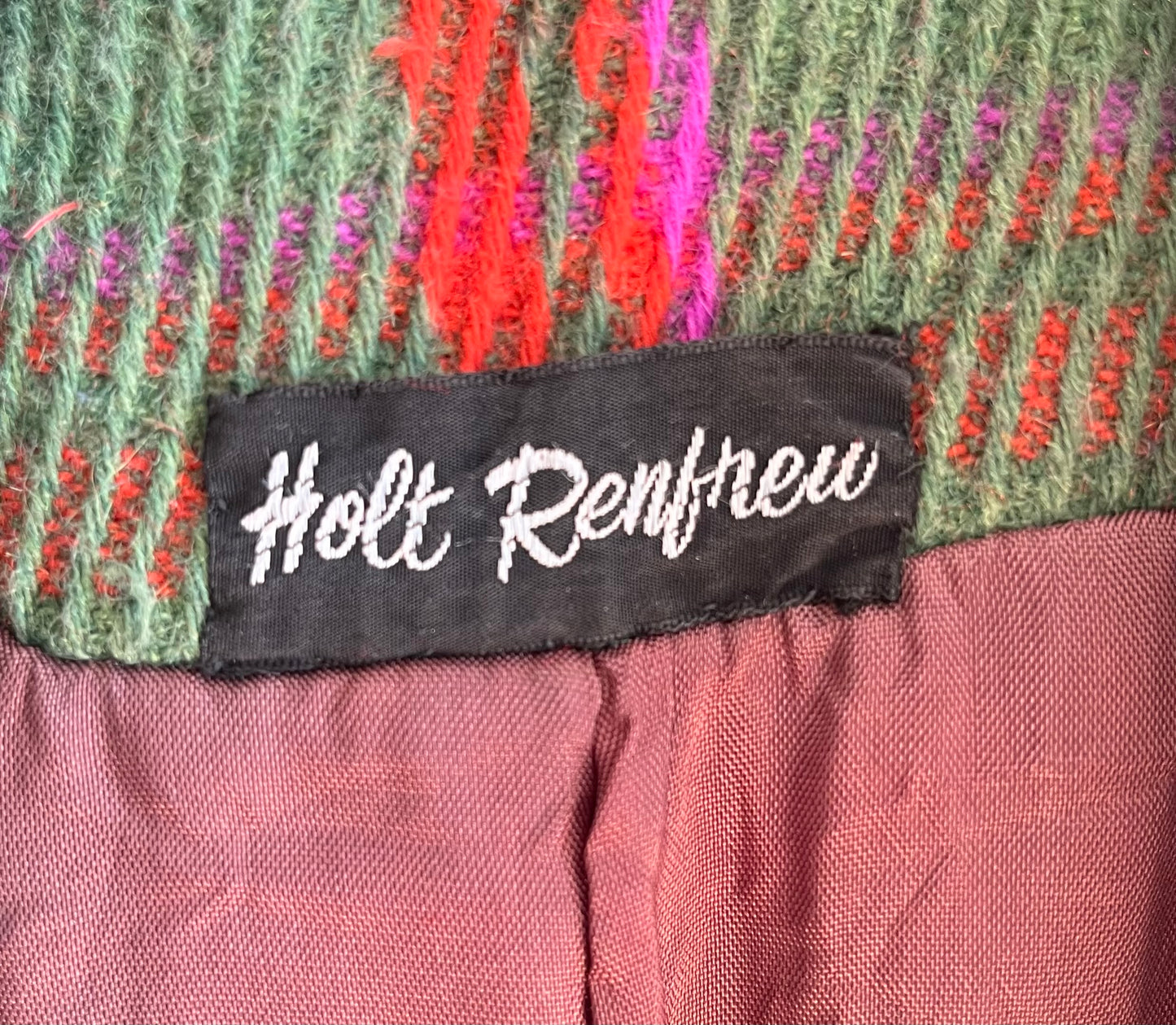 Vintage Holt Renfrew green plaid coat, S/XS