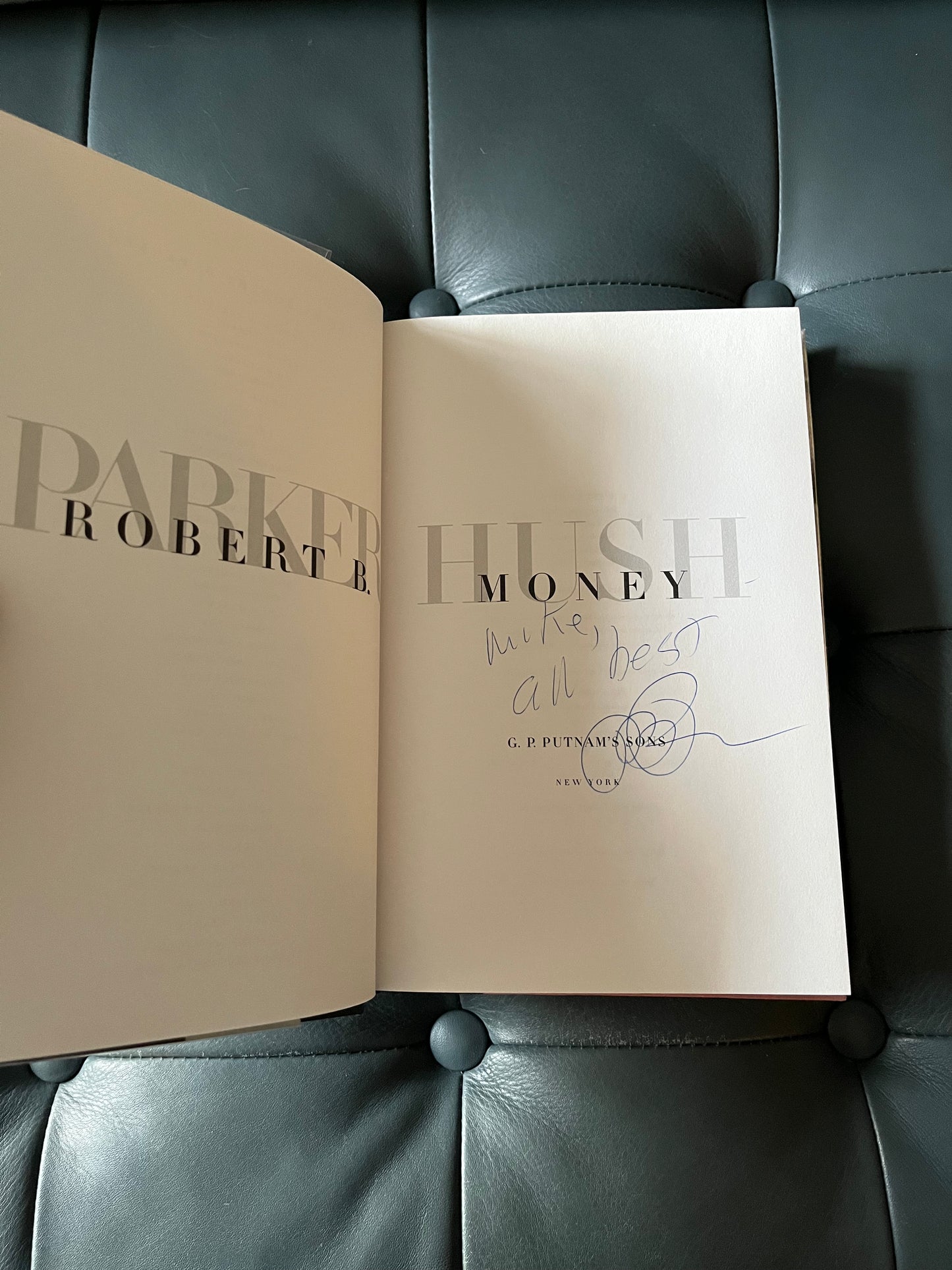 Robert B. Parker “Hush Money” First Edition Signed Hardcover Book