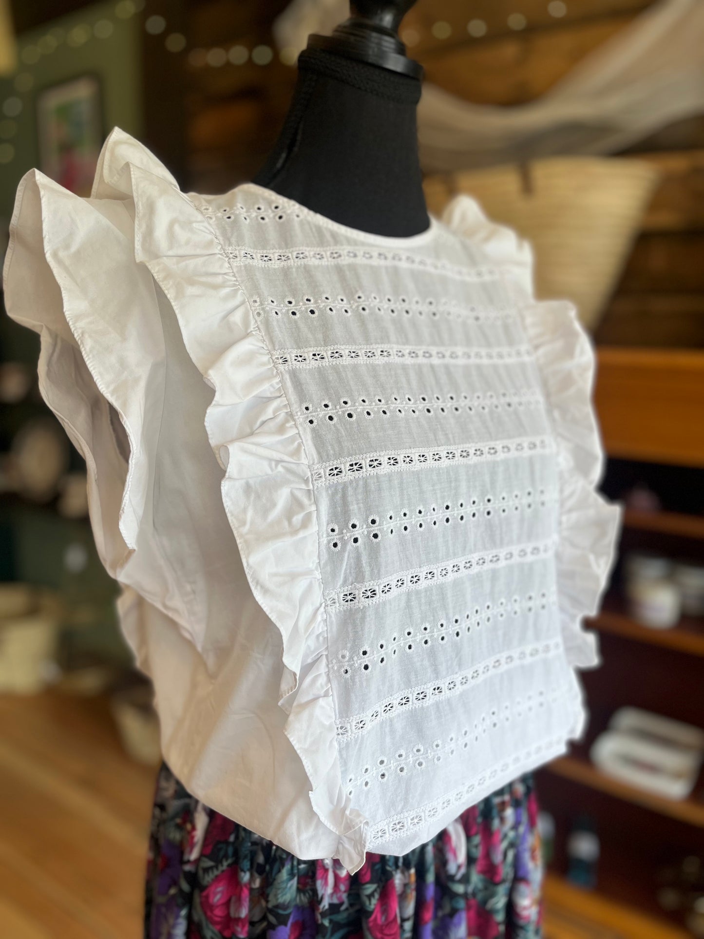White Cotton Eyelet Blouse Balzac Paris, L