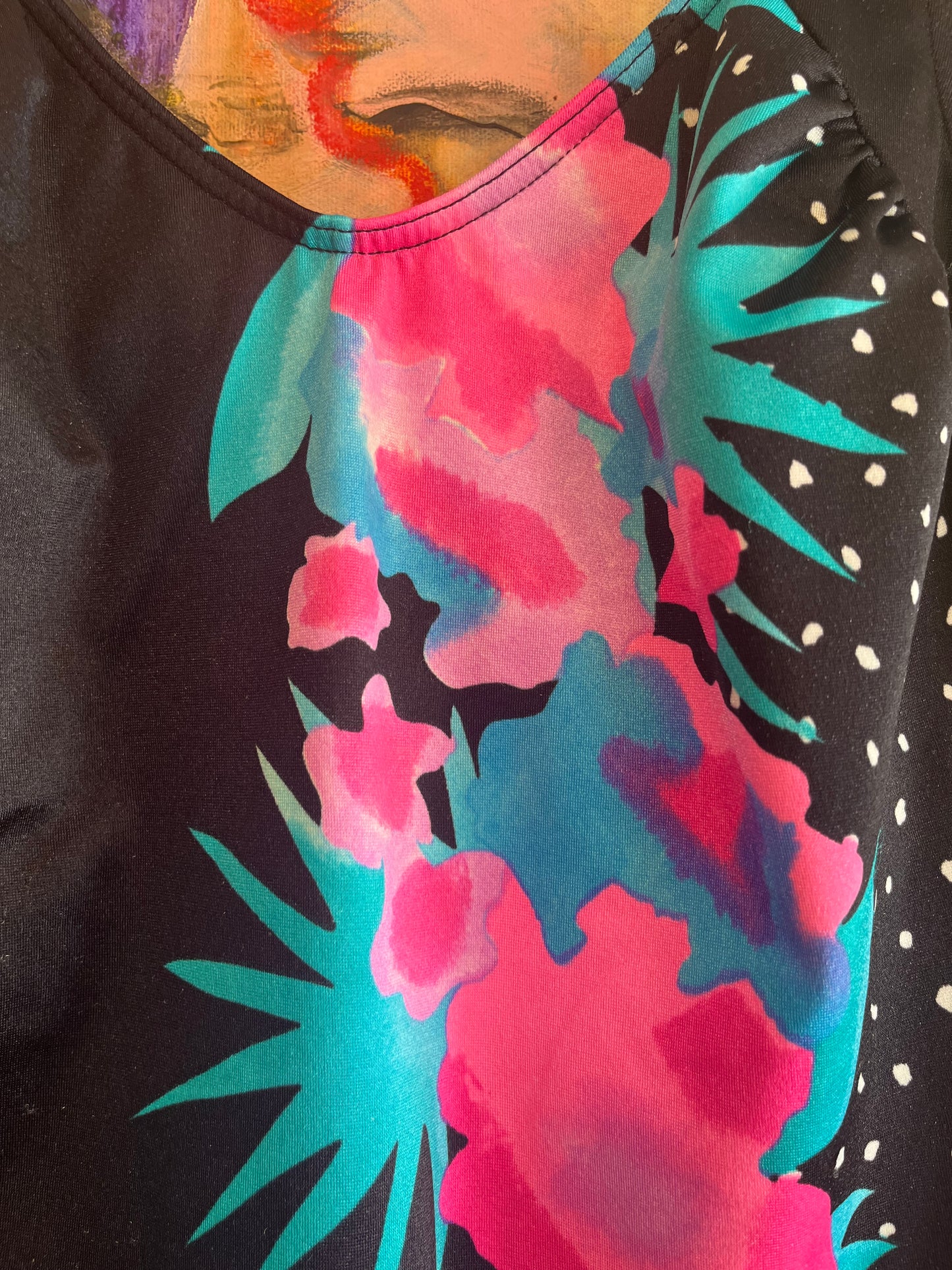 Vintage 80’s/90’s black and floral swim suit, large