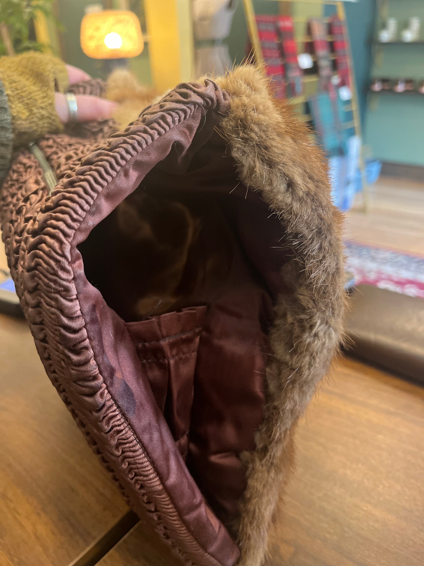 Sale! Vintage Fur Muff Hand Warmer, med brown