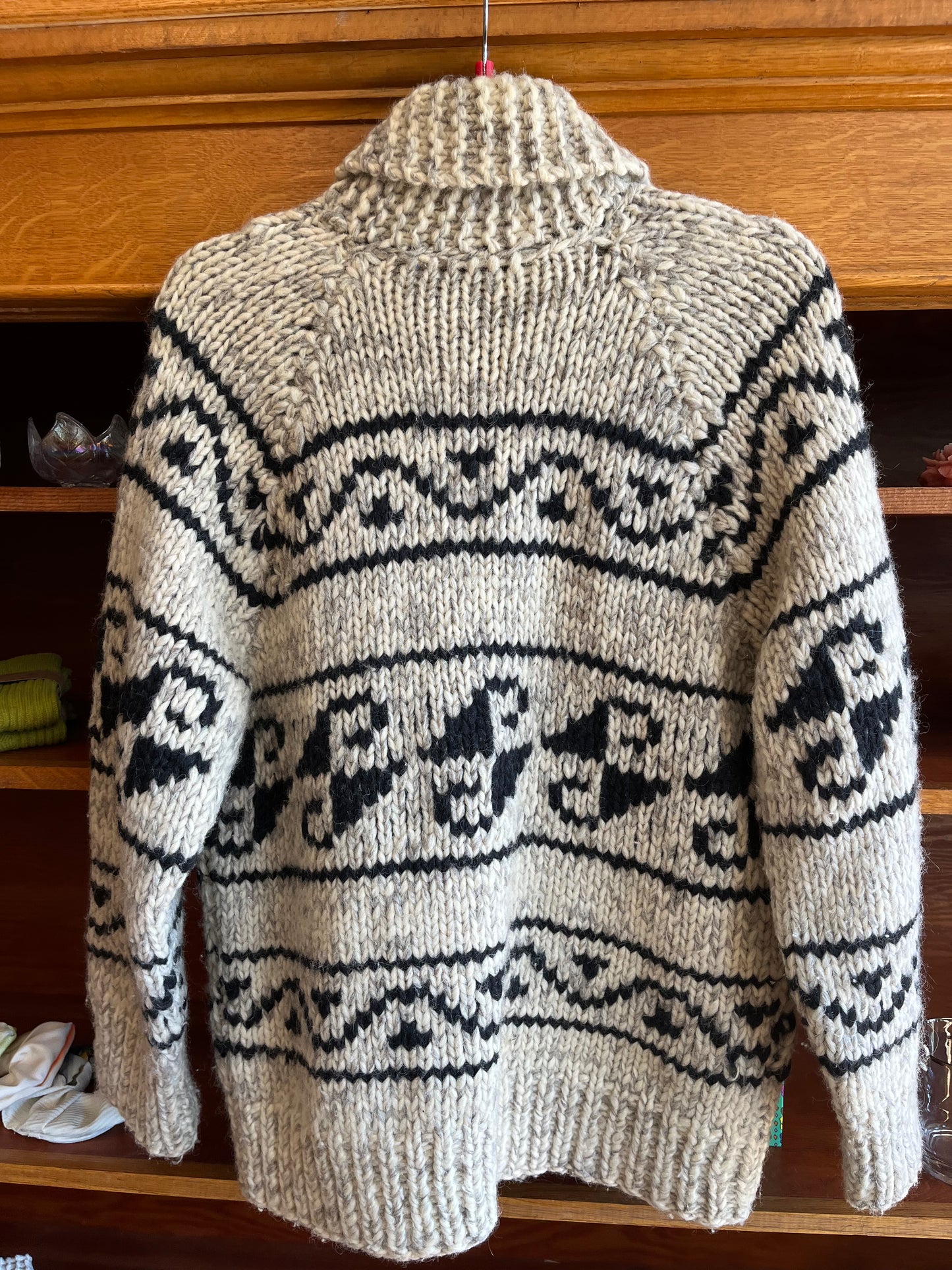 Vintage Knitted Wool Jacket (Cowichan style), M/L