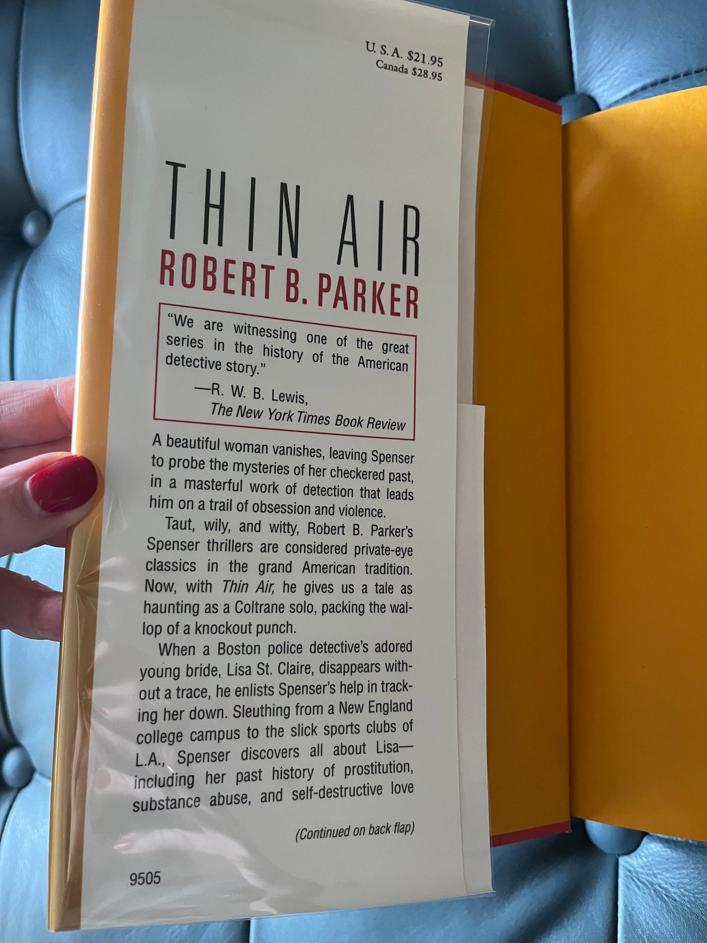 Robert B. Parker “Thin Air” First Edition Hardcover Book