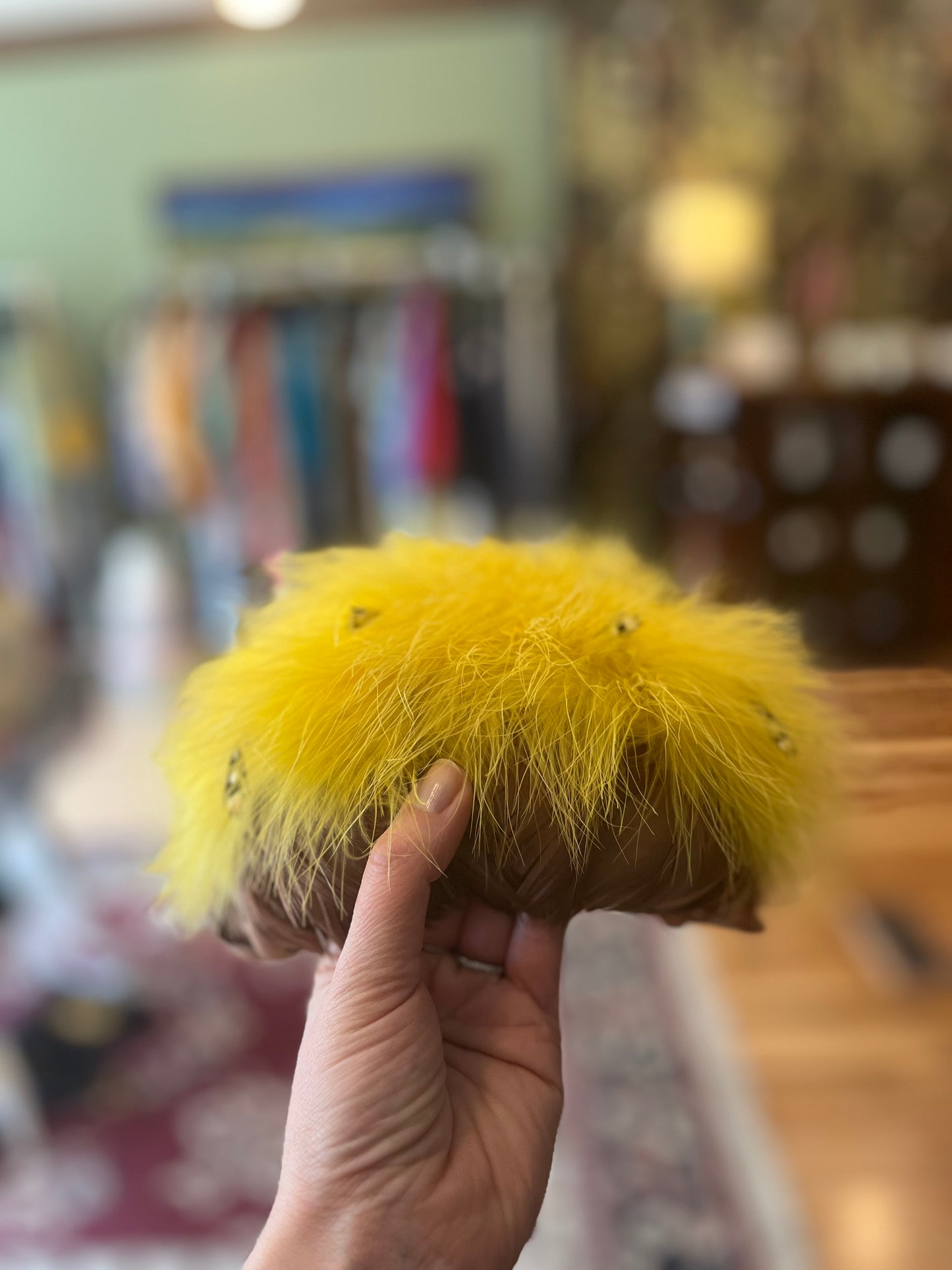 Vintage 1950’s Brown and Yellow Feather Fascinator/Hat