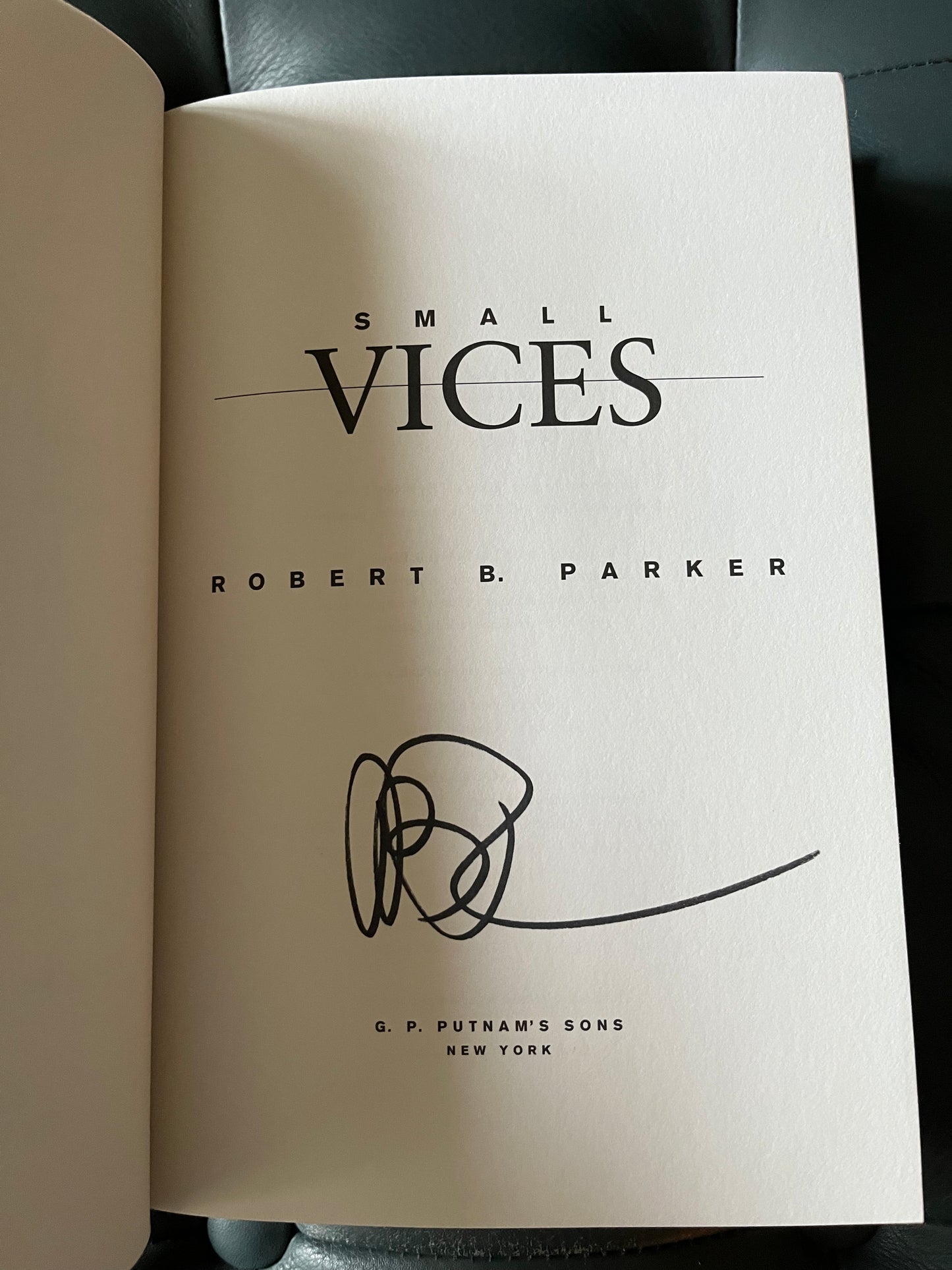 Robert B. Parker “Small Vices” First Edition Signed Hardcover Book