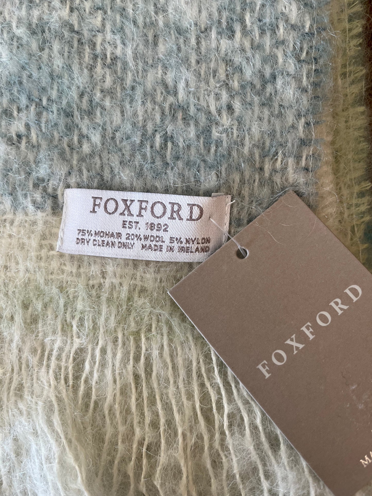 Foxford mohair scarf - blue & green