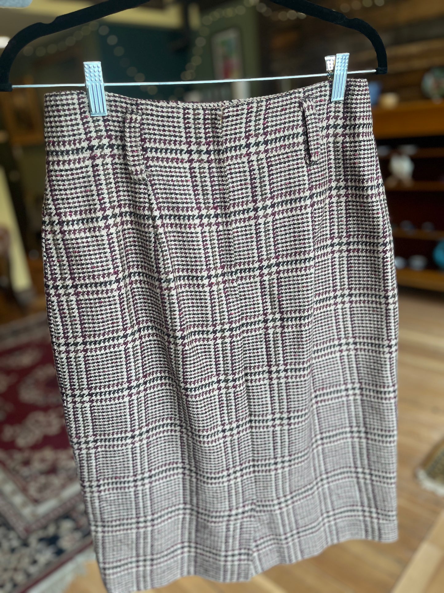 Vintage Wool Plaid Skirt, Small/Medium