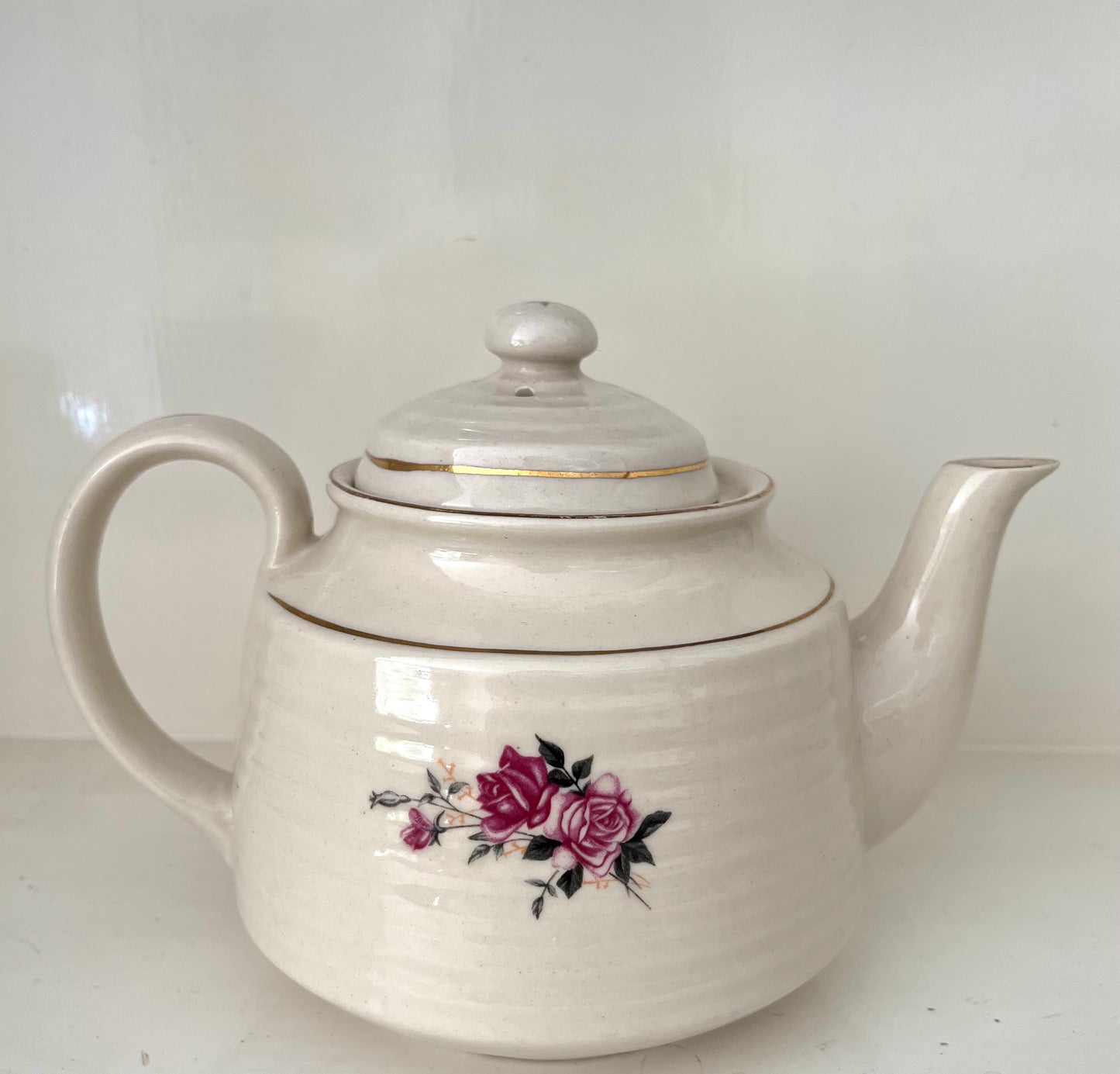 Vintage Festival Ironstone Rose Teapot