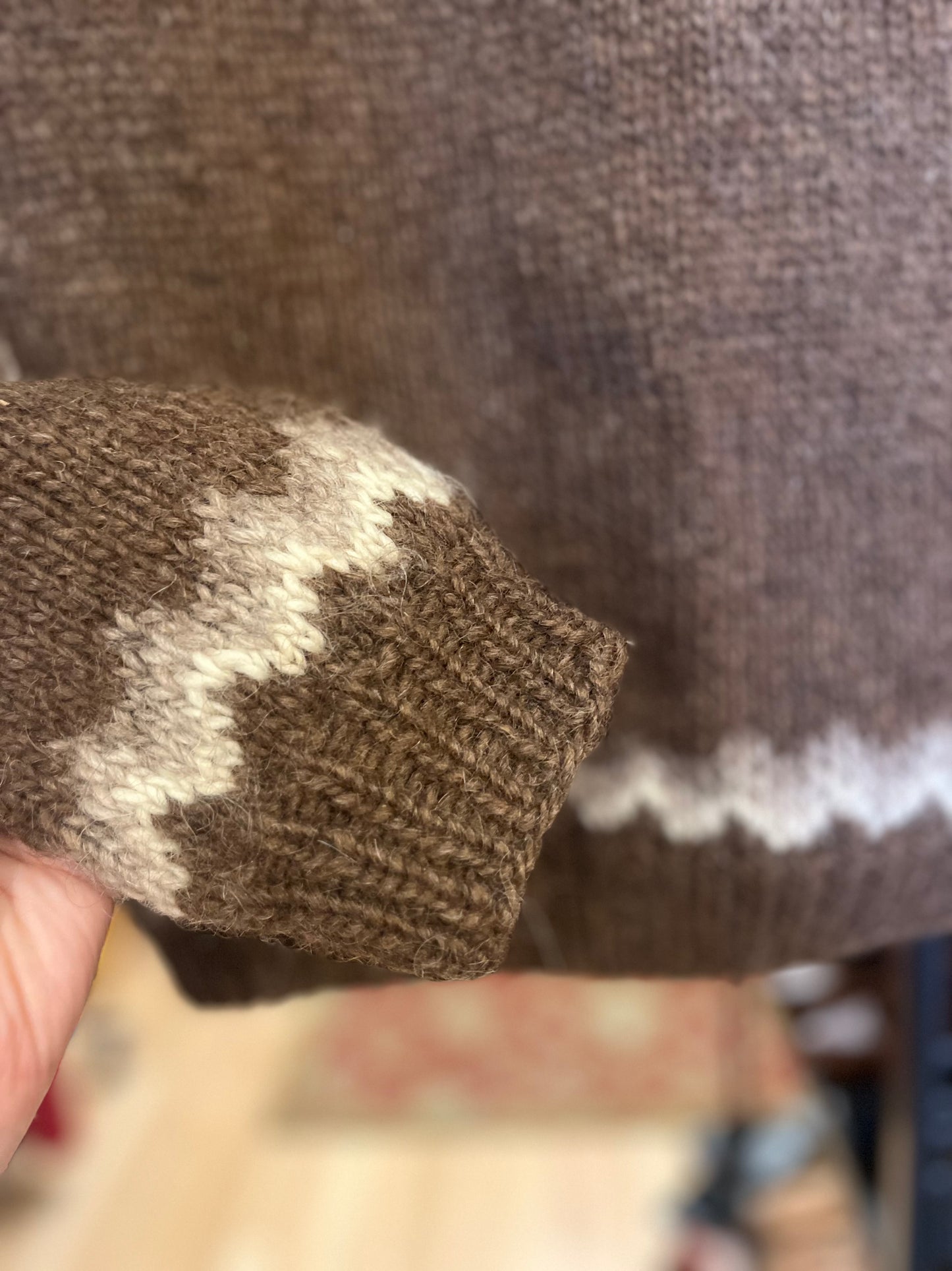 Sale! Vintage Hand Knit Wool Sweater in Brown, S/M