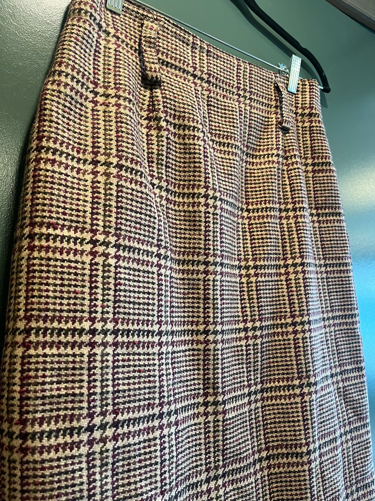 Vintage Wool Plaid Skirt, Small/Medium