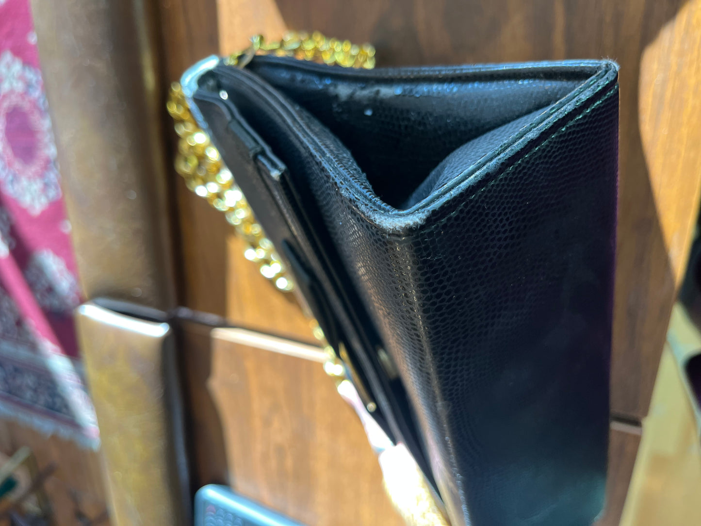Vintage Salvatore Ferragamo Purse w Gold Strap, as is
