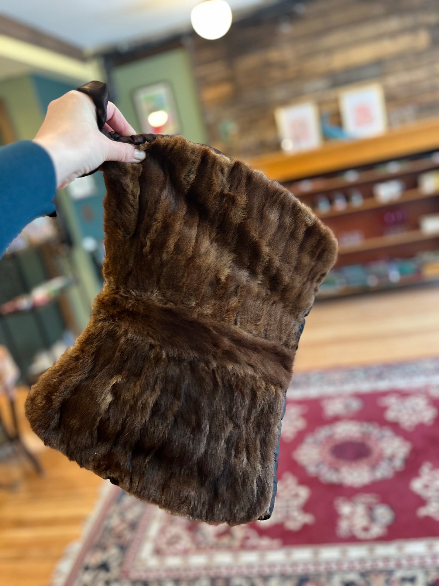 Sale! Vintage Fur Muff Hand Warmer, dark brown