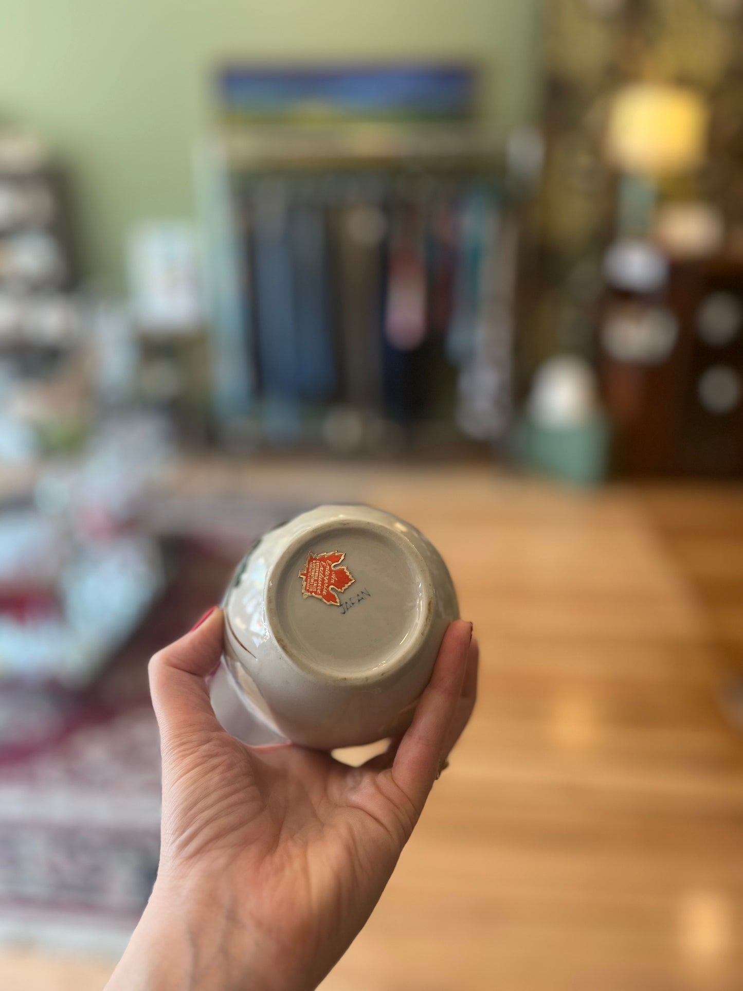 Vintage ceramic ginger jar. Made in Japan.