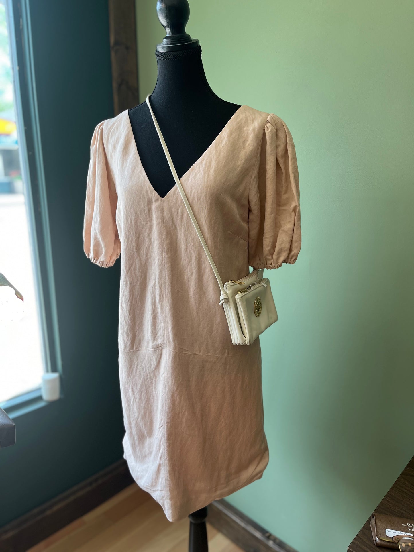 Non vintage Emerson Fry blush linen puff sleeve dress, s-m