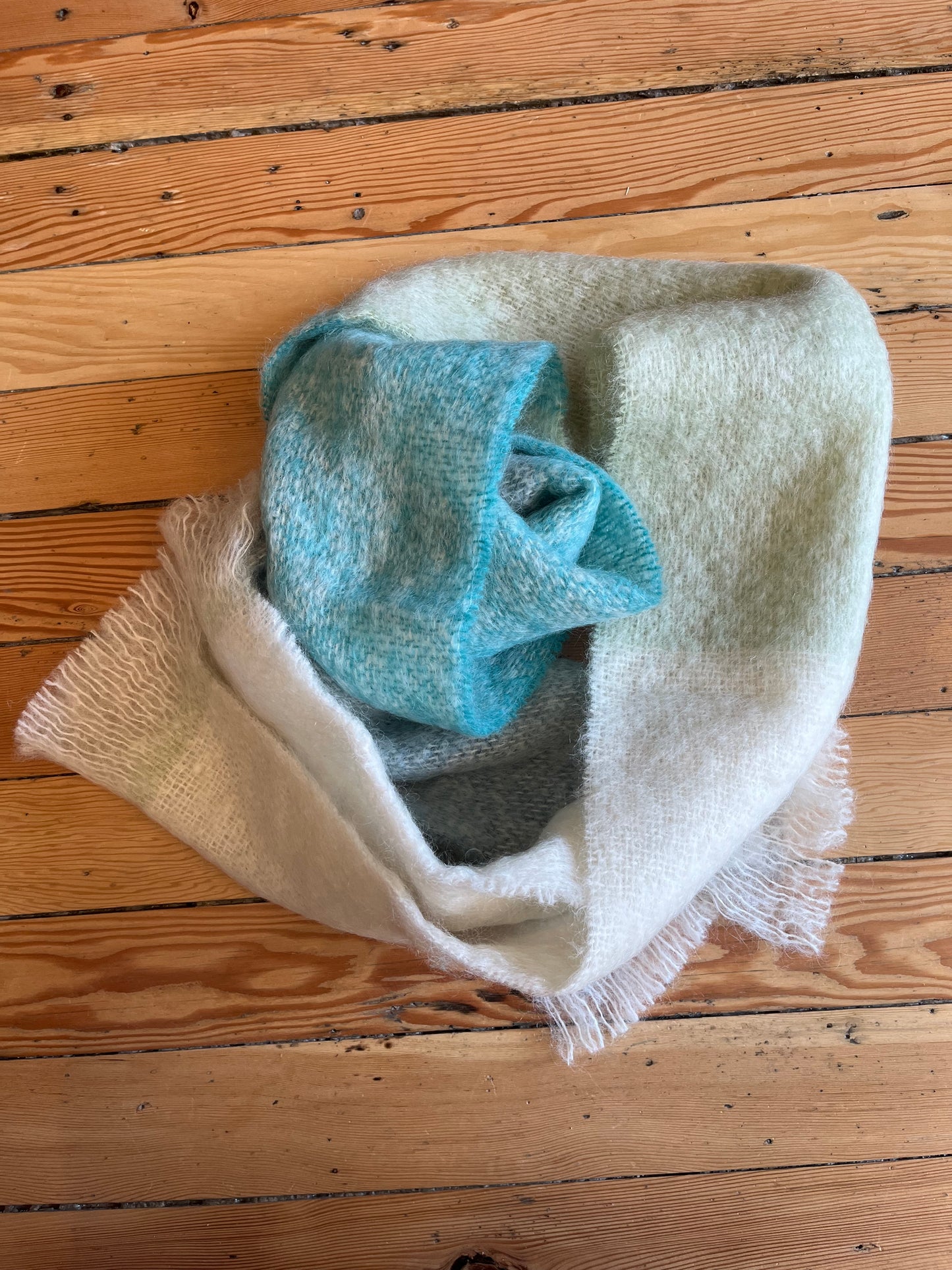 Foxford mohair scarf - blue & green