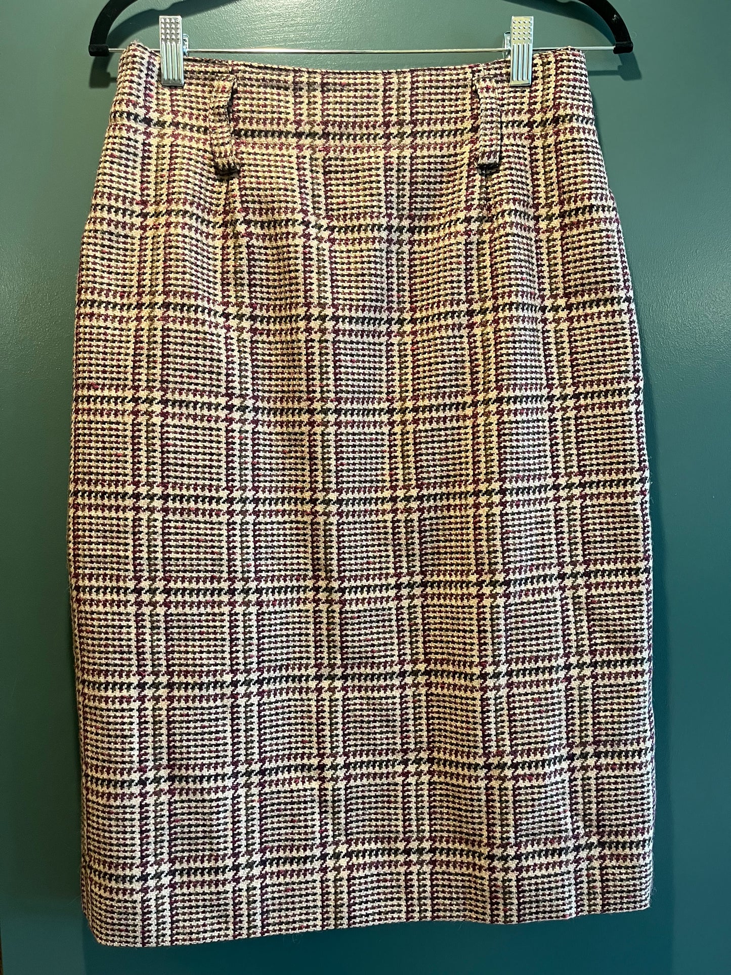 Vintage Wool Plaid Skirt, Small/Medium