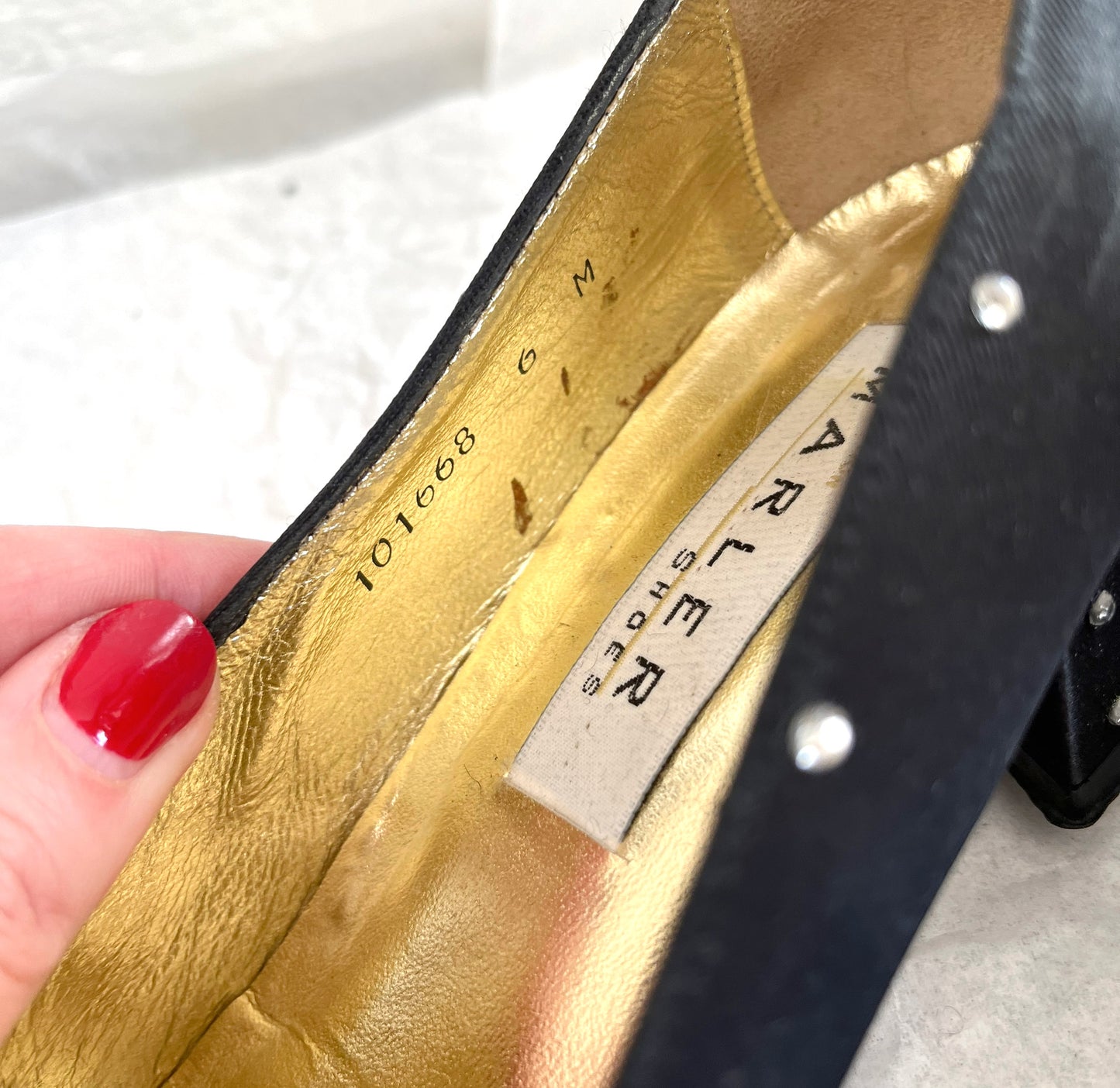 Vintage 1980’s Black Rhinestone Heels, 6N