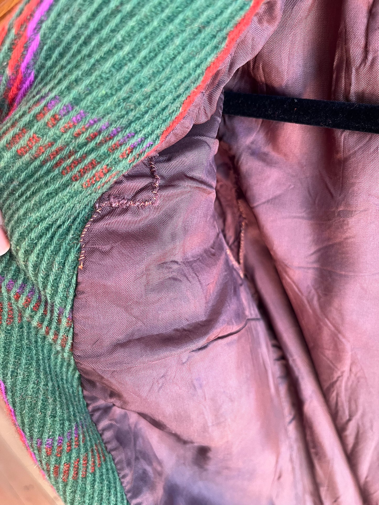 Vintage Holt Renfrew green plaid coat, S/XS