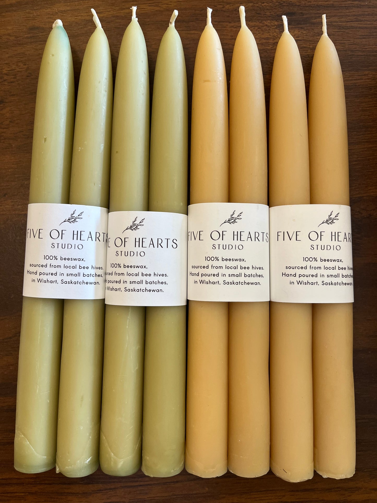 Five of Hearts Beeswax Taper Pair, Natural