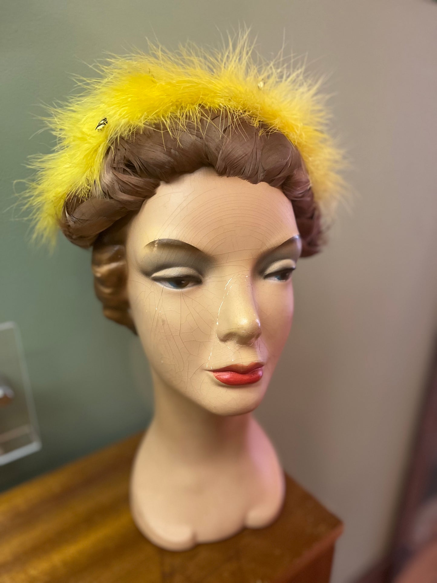 Vintage 1950’s Brown and Yellow Feather Fascinator/Hat