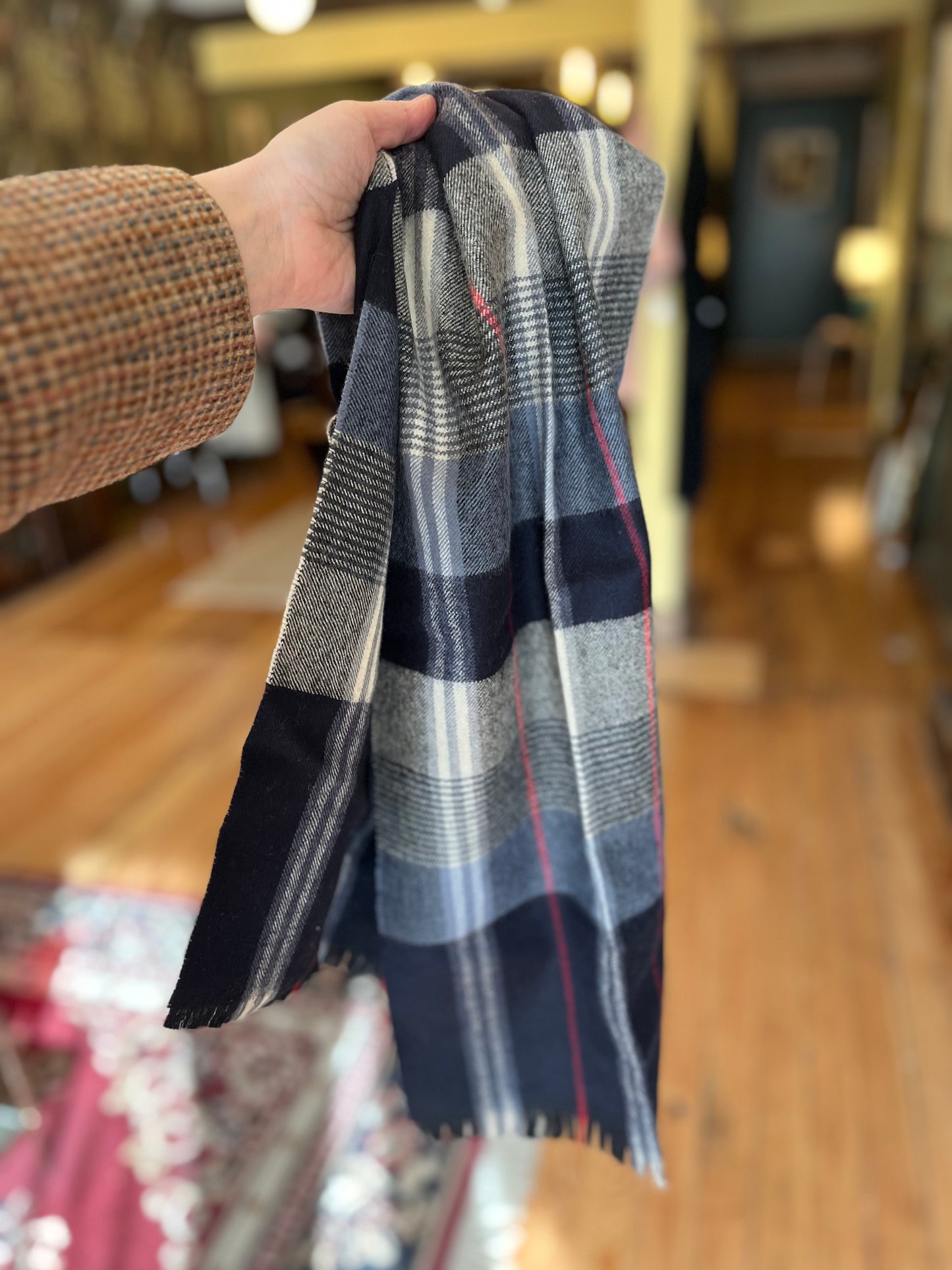 Sale! Vintage Wool Forsyth Blue Tartan Scarf