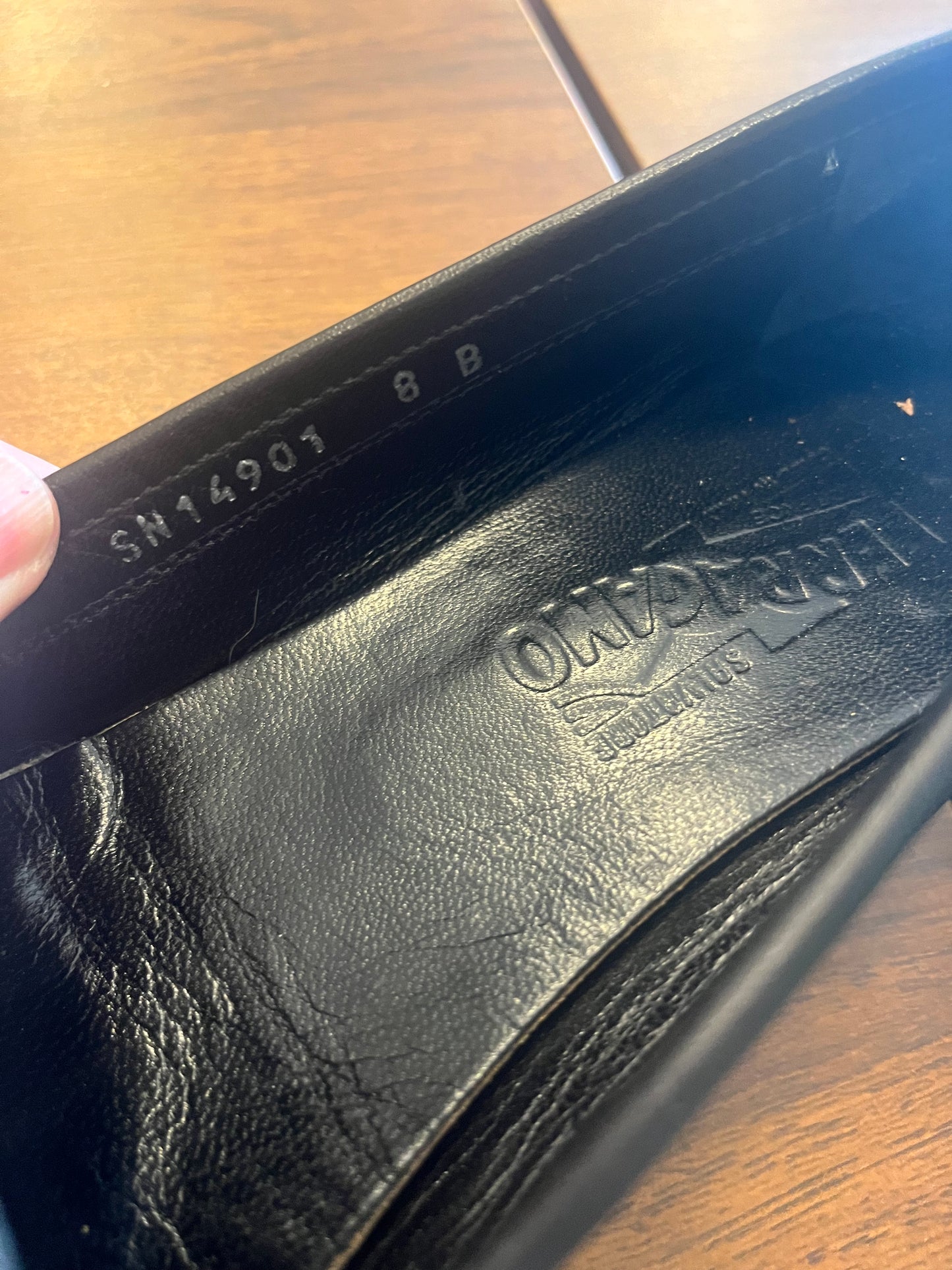 Black Leather Salvatore Ferragamo Loafers, 8B