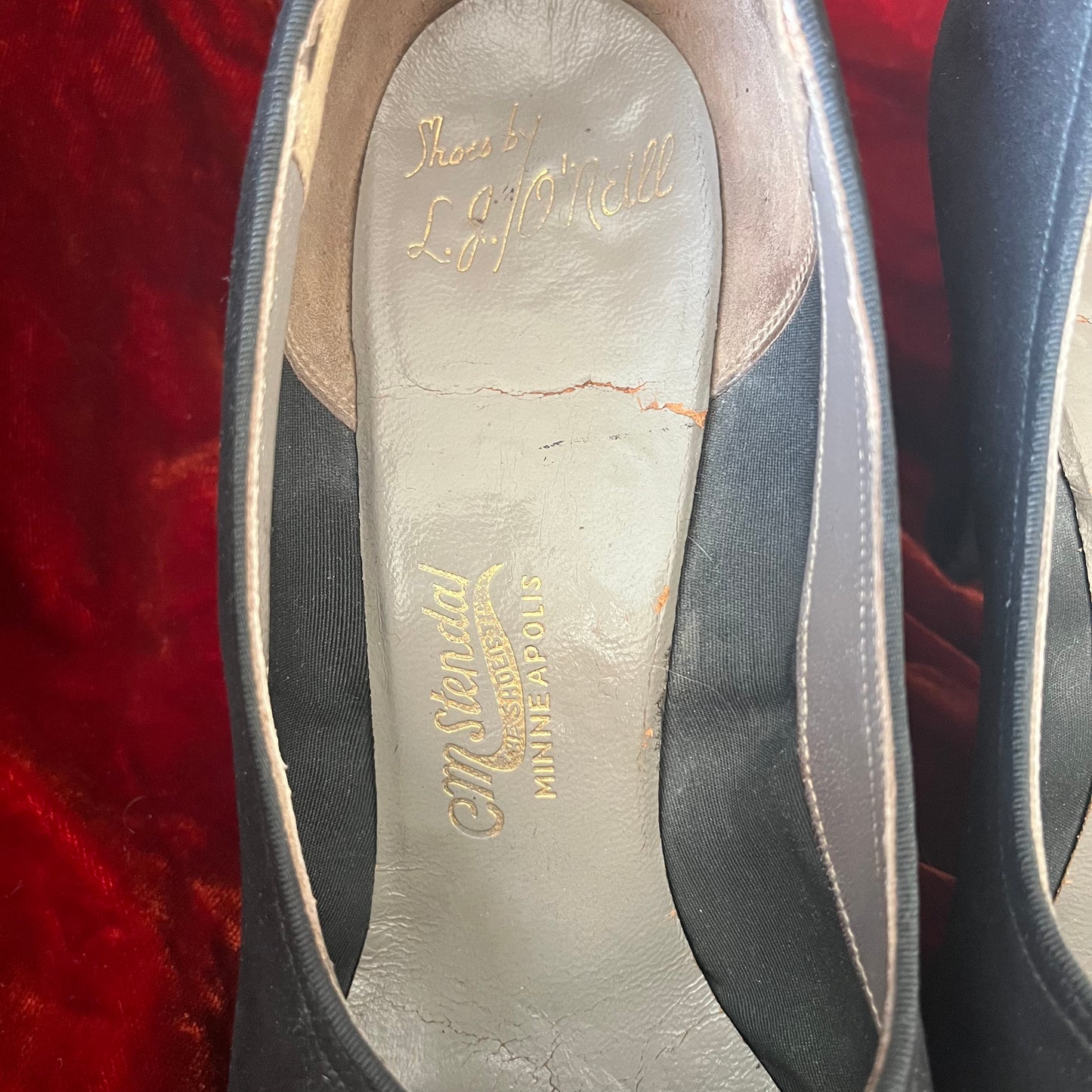 Vintage 1940’s Black Suede Pumps, 6.5/7