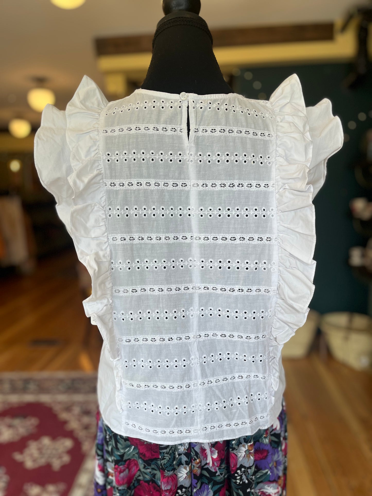 White Cotton Eyelet Blouse Balzac Paris, L