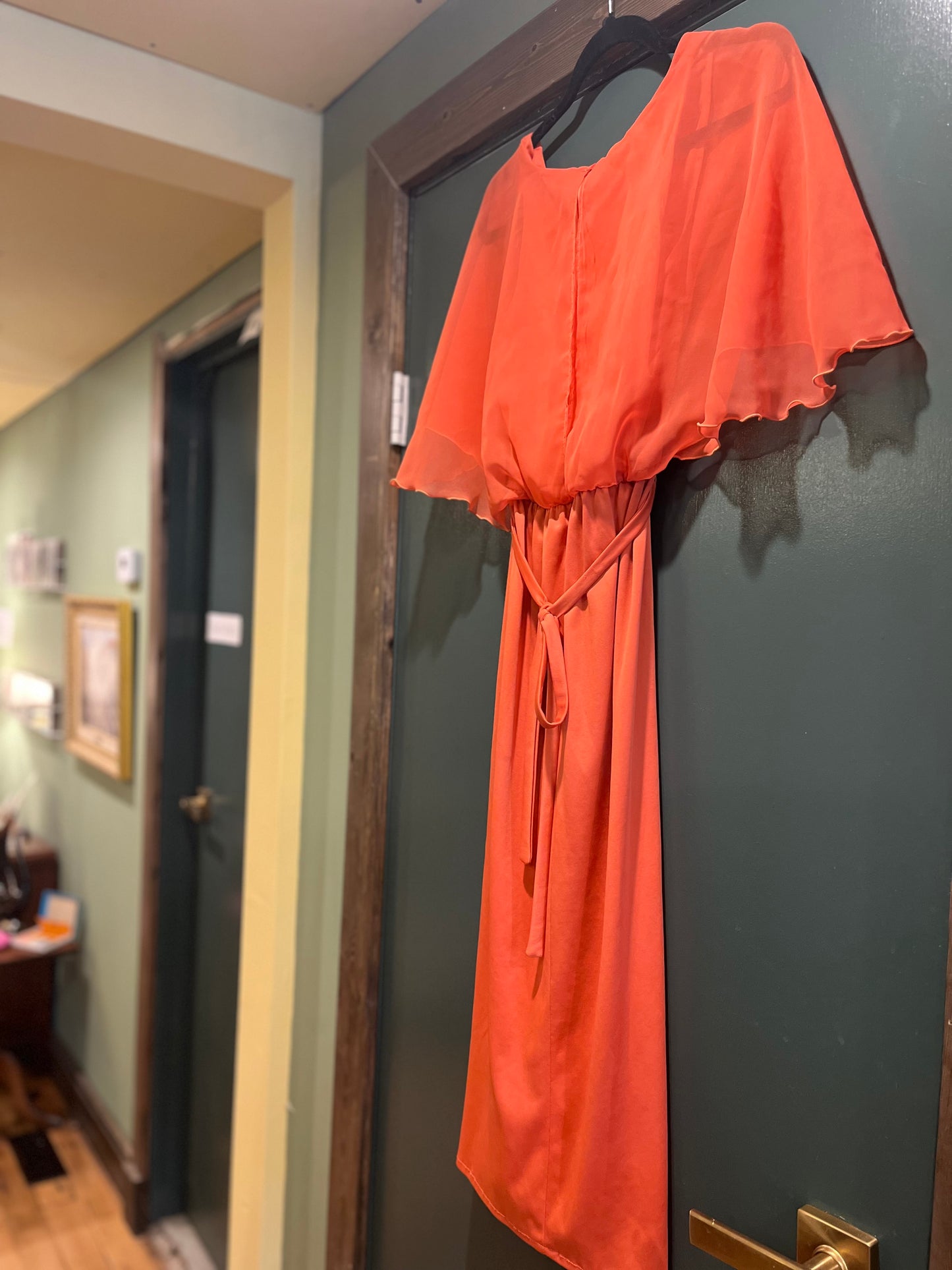 Vintage 1970’s Salmon Pink Gauze Dress, s/xs