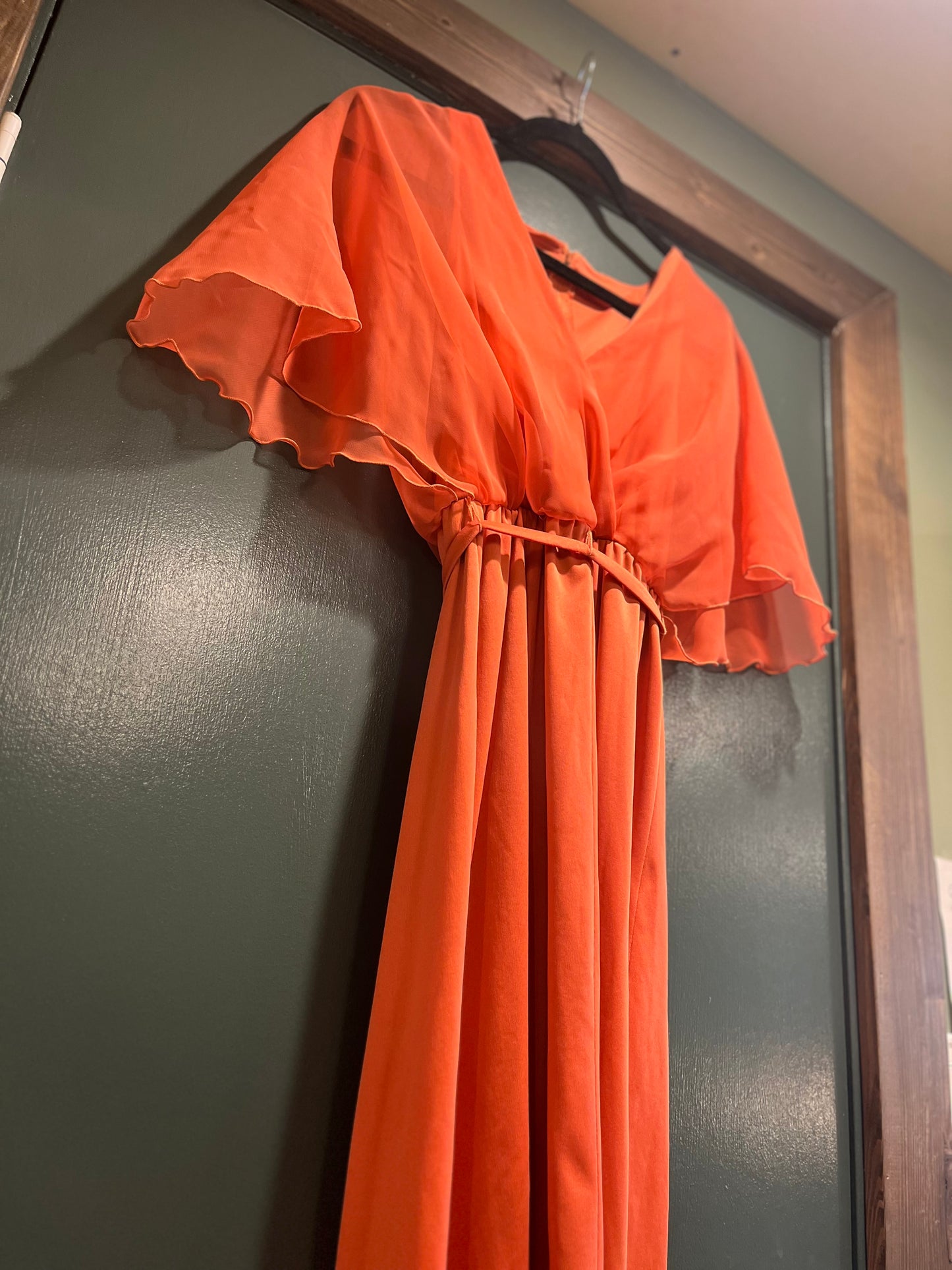 Vintage 1970’s Salmon Pink Gauze Dress, s/xs