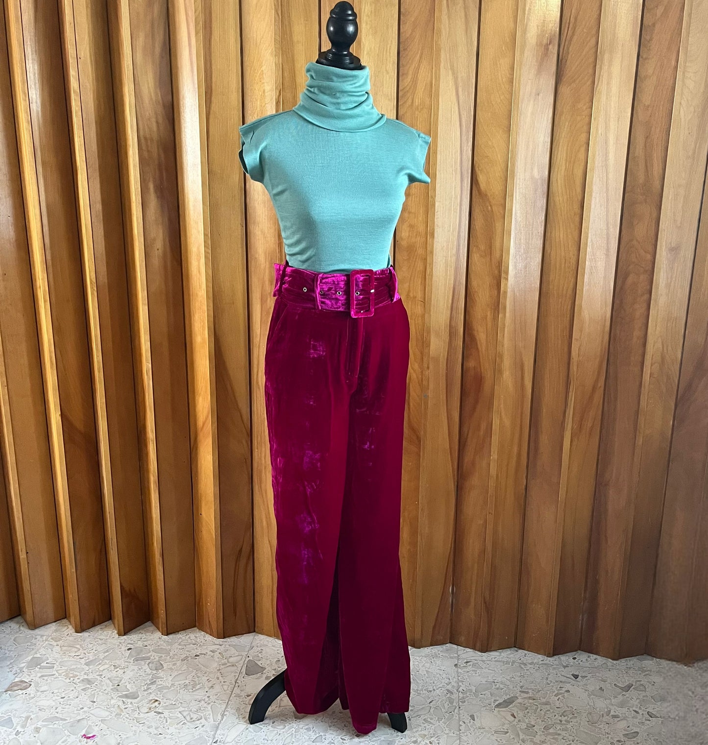 Vintage 1970’s Teal Short Sleeve Turtle Neck Top, Extra Small