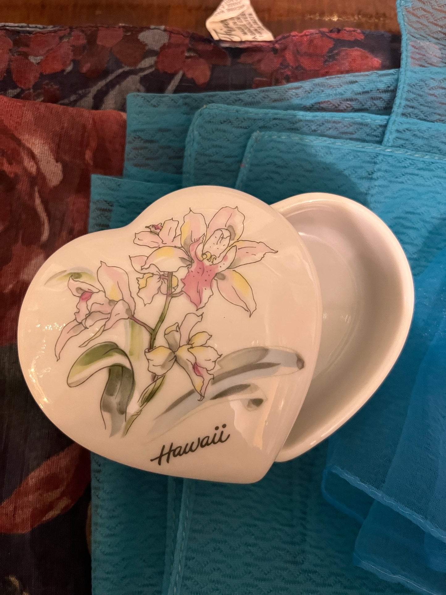 Vintage Heart Shaped Hawaii Ceramic Box