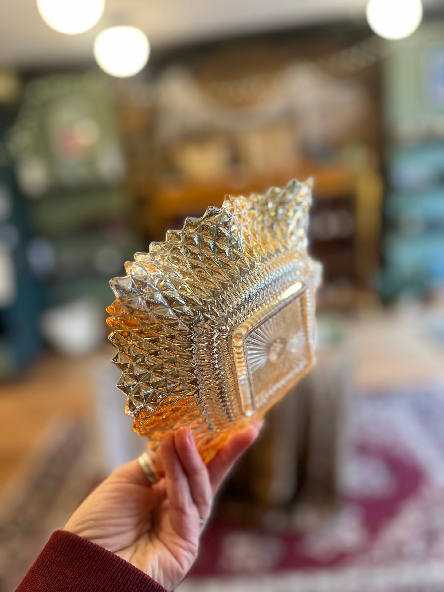 Vintage depression glass candy dish