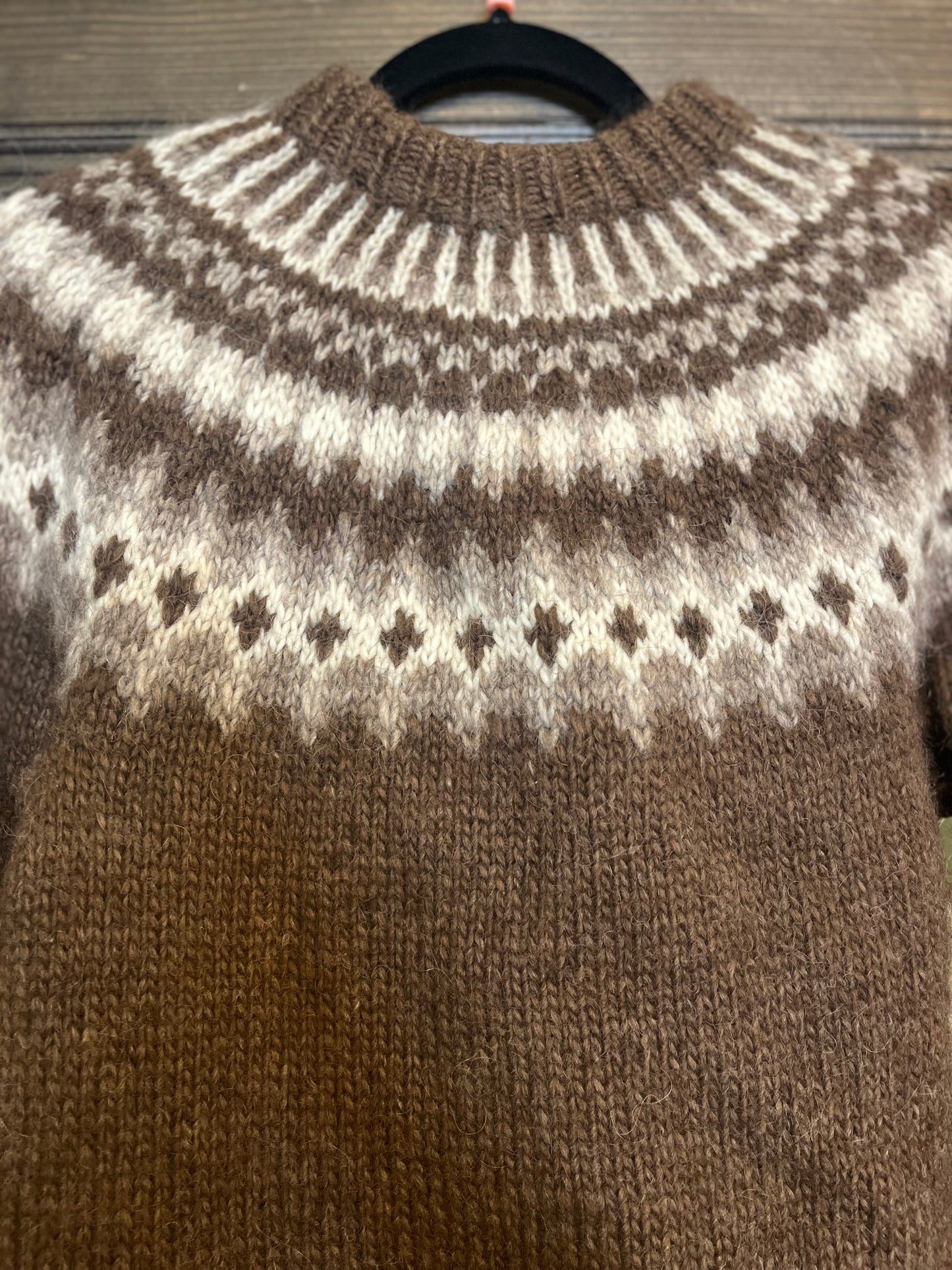 Sale! Vintage Hand Knit Wool Sweater in Brown, S/M