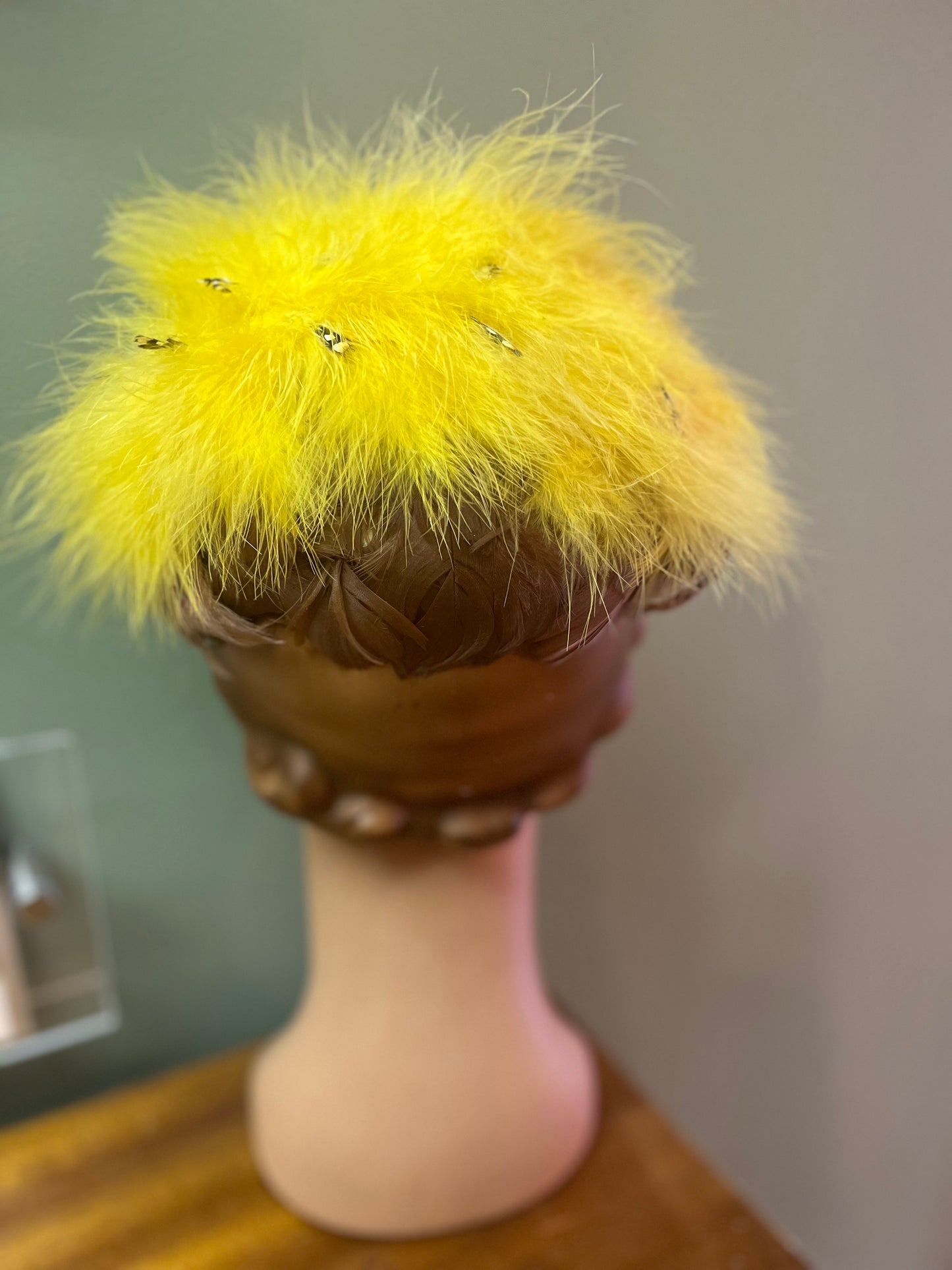 Vintage 1950’s Brown and Yellow Feather Fascinator/Hat
