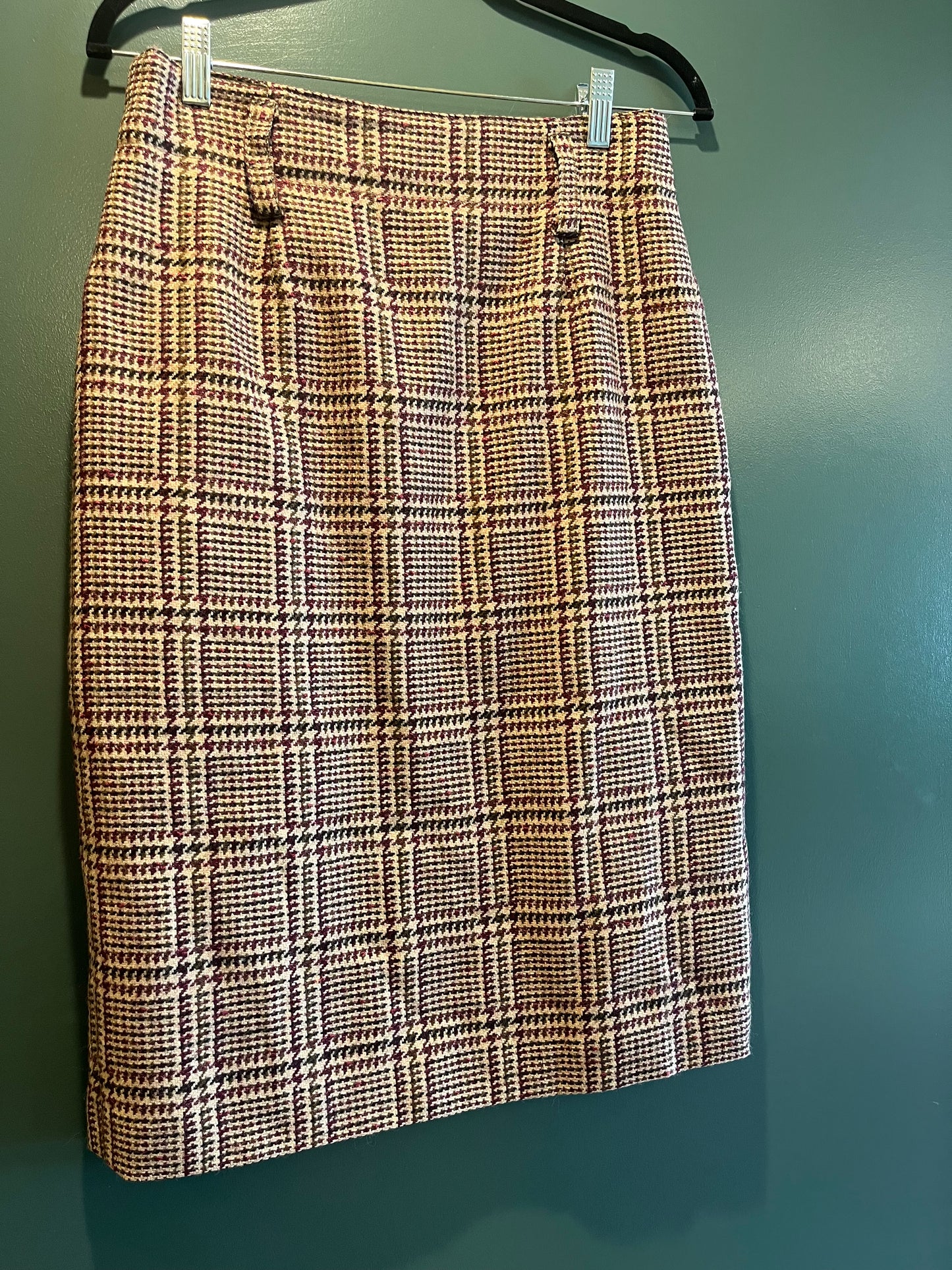 Vintage Wool Plaid Skirt, Small/Medium